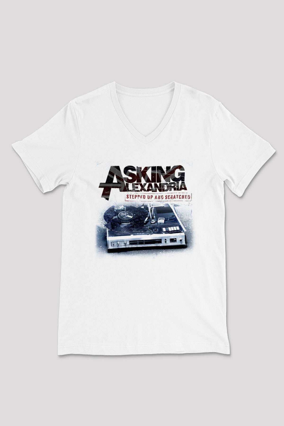 Asking Alexandria Beyaz Unisex V Yaka Tişört