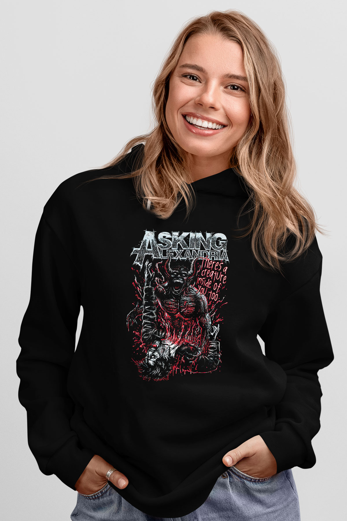 Asking Alexandria Siyah Unisex Hoodie