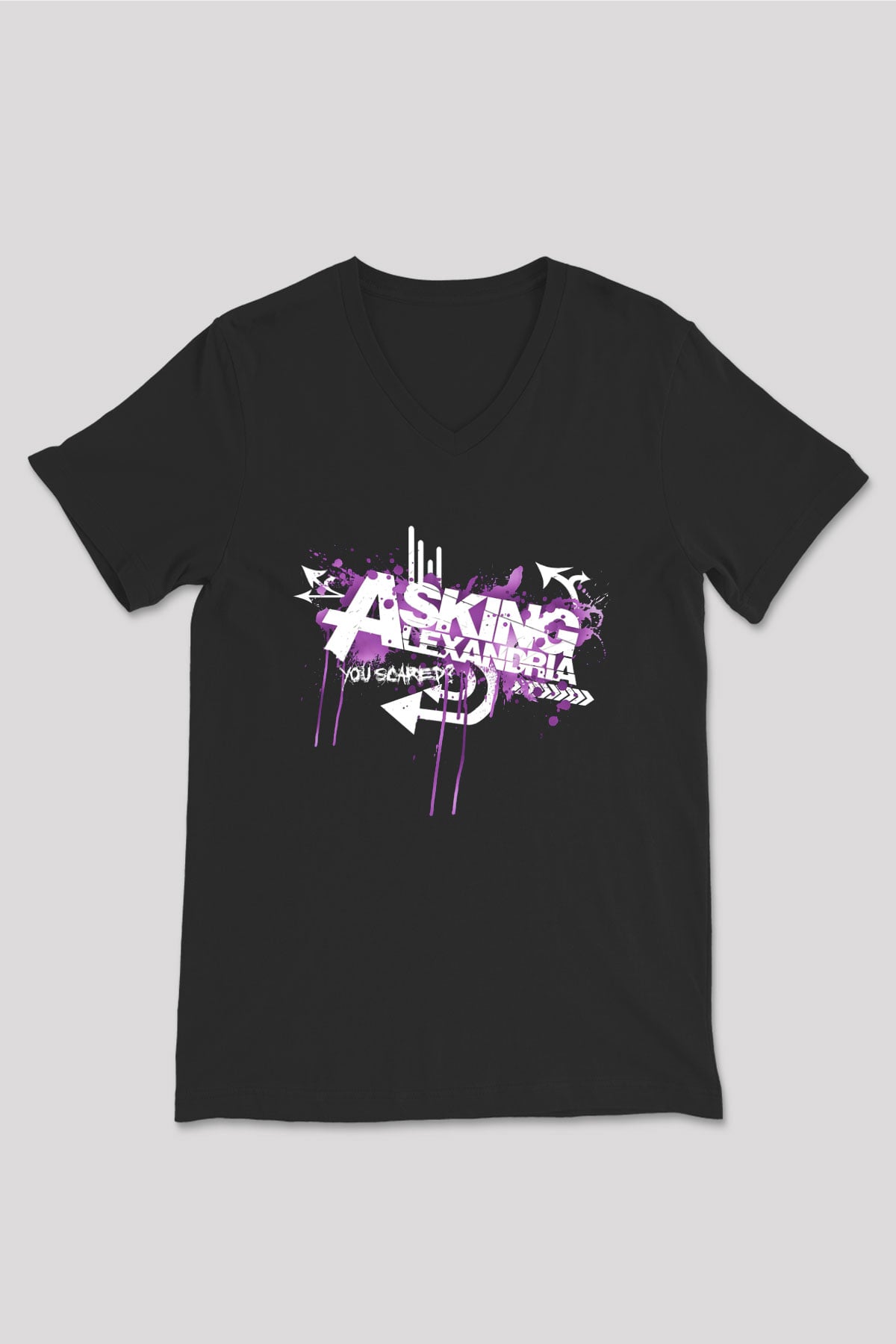 Asking Alexandria Siyah Unisex V Yaka Tişört T-Shirt