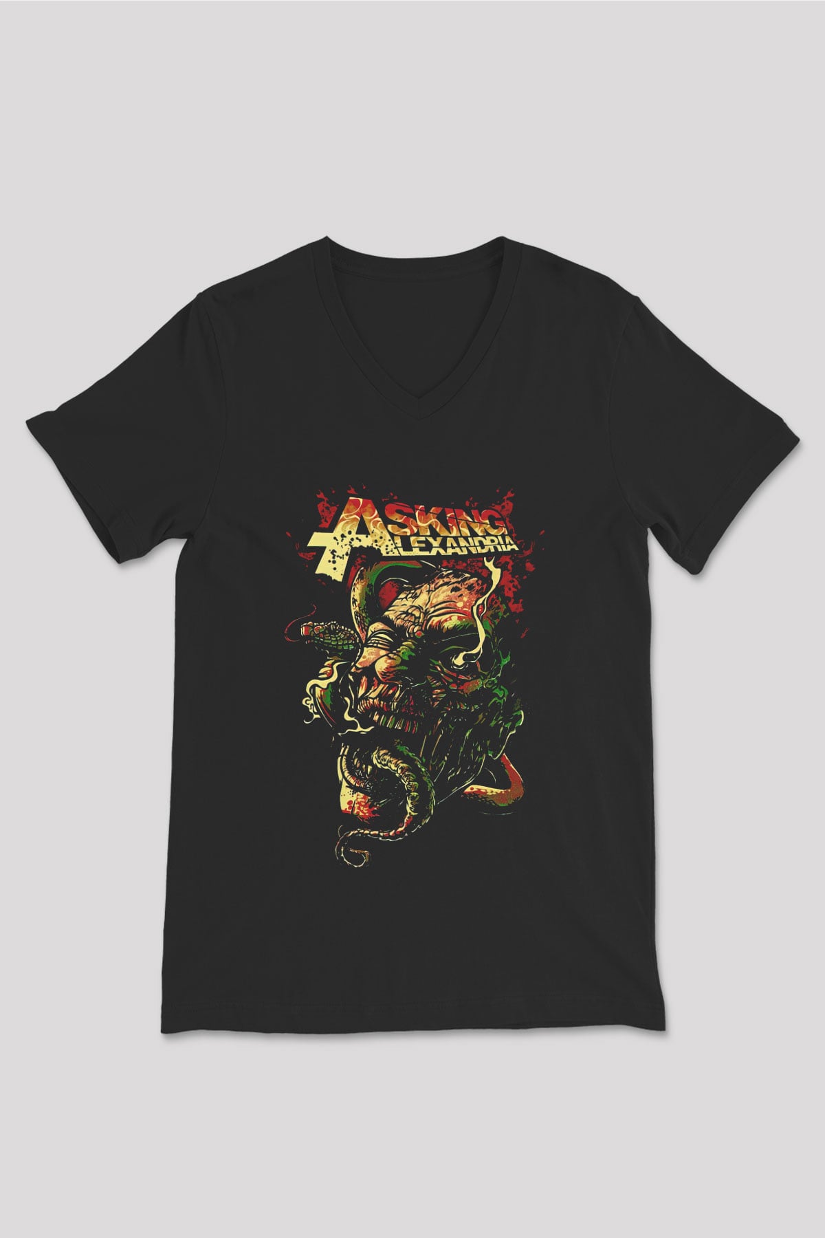 Asking Alexandria Siyah Unisex V Yaka Tişört