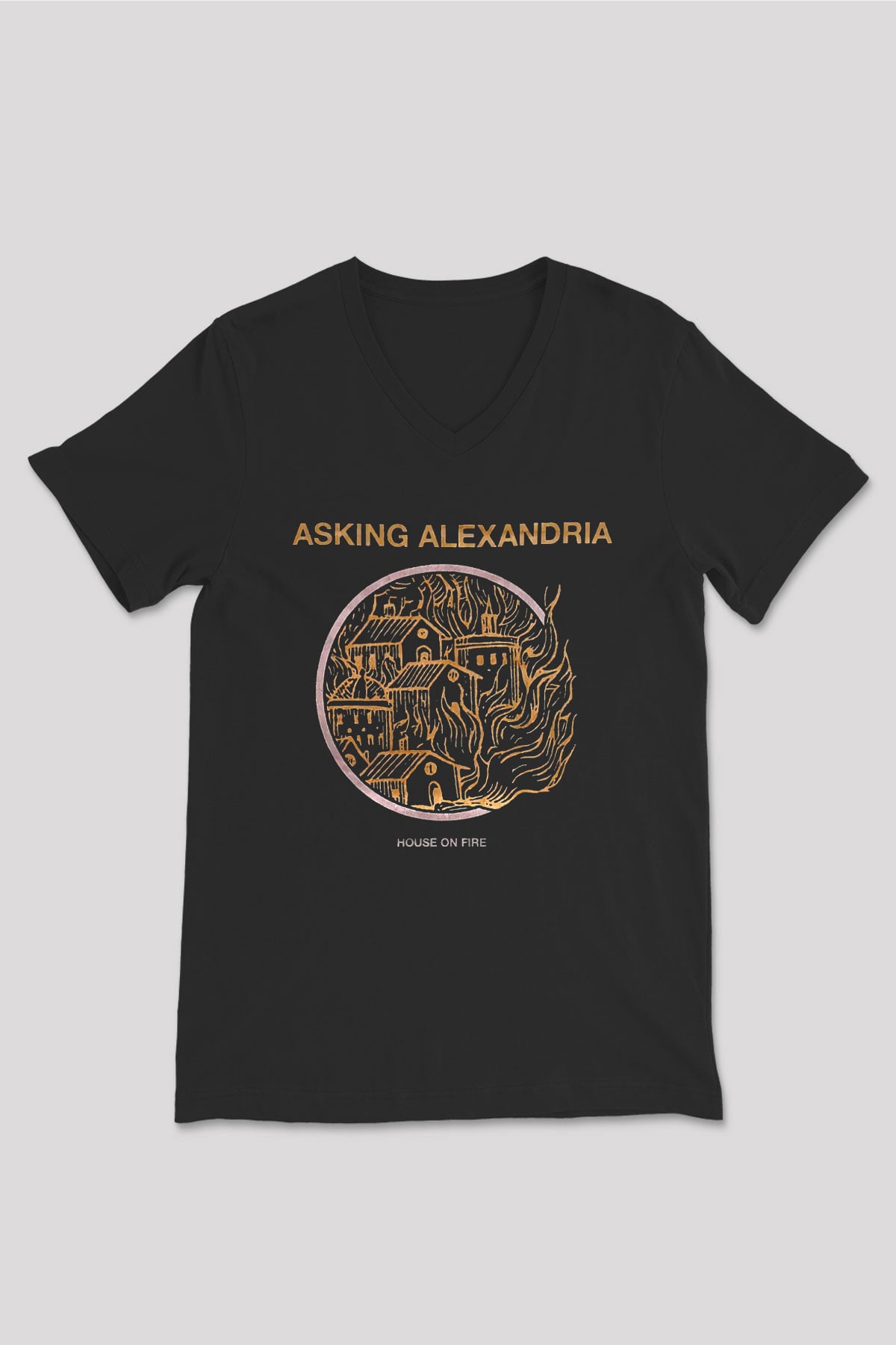 Asking Alexandria Siyah Unisex V Yaka Tişört