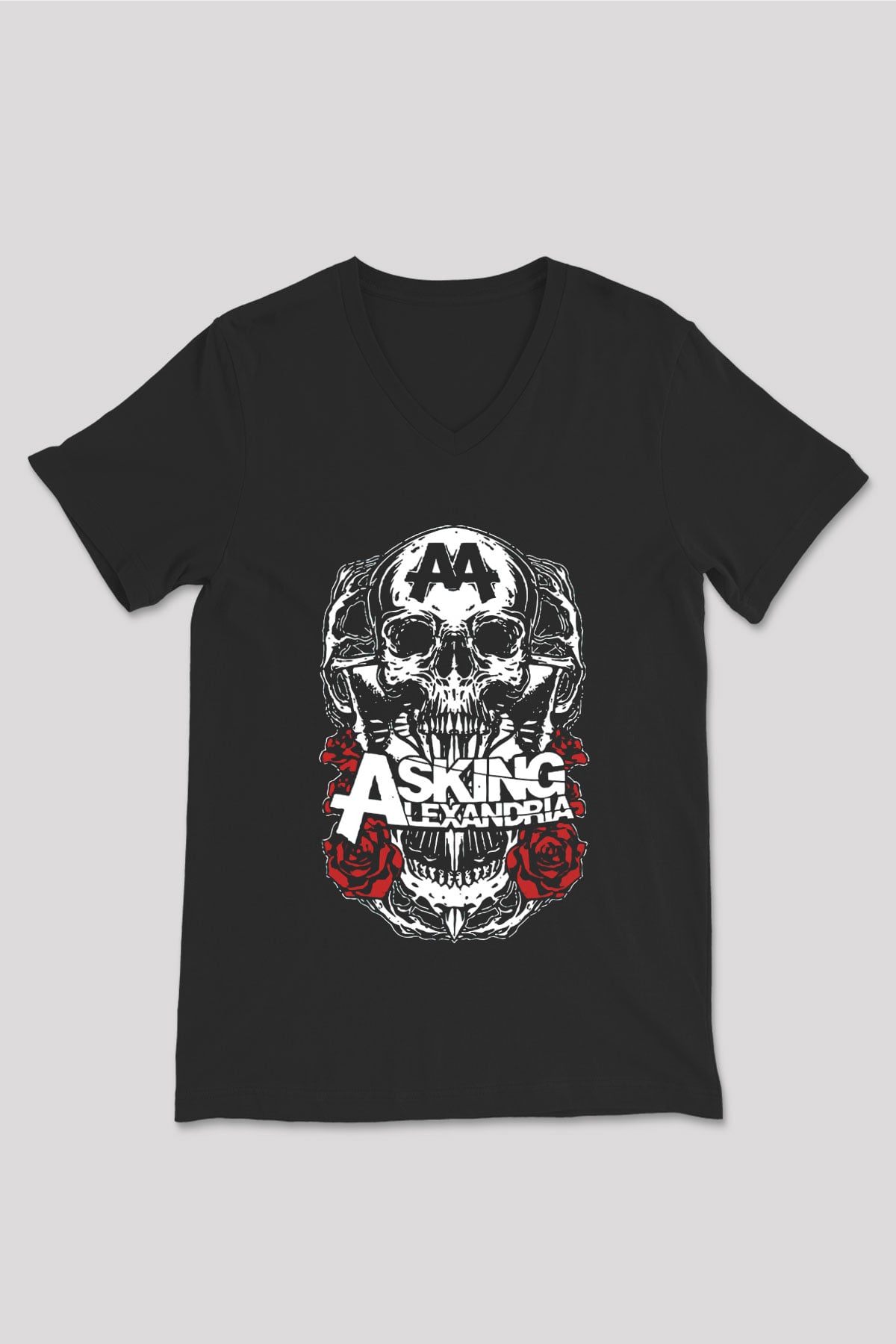 Asking Alexandria Siyah Unisex V Yaka Tişört T-Shirt