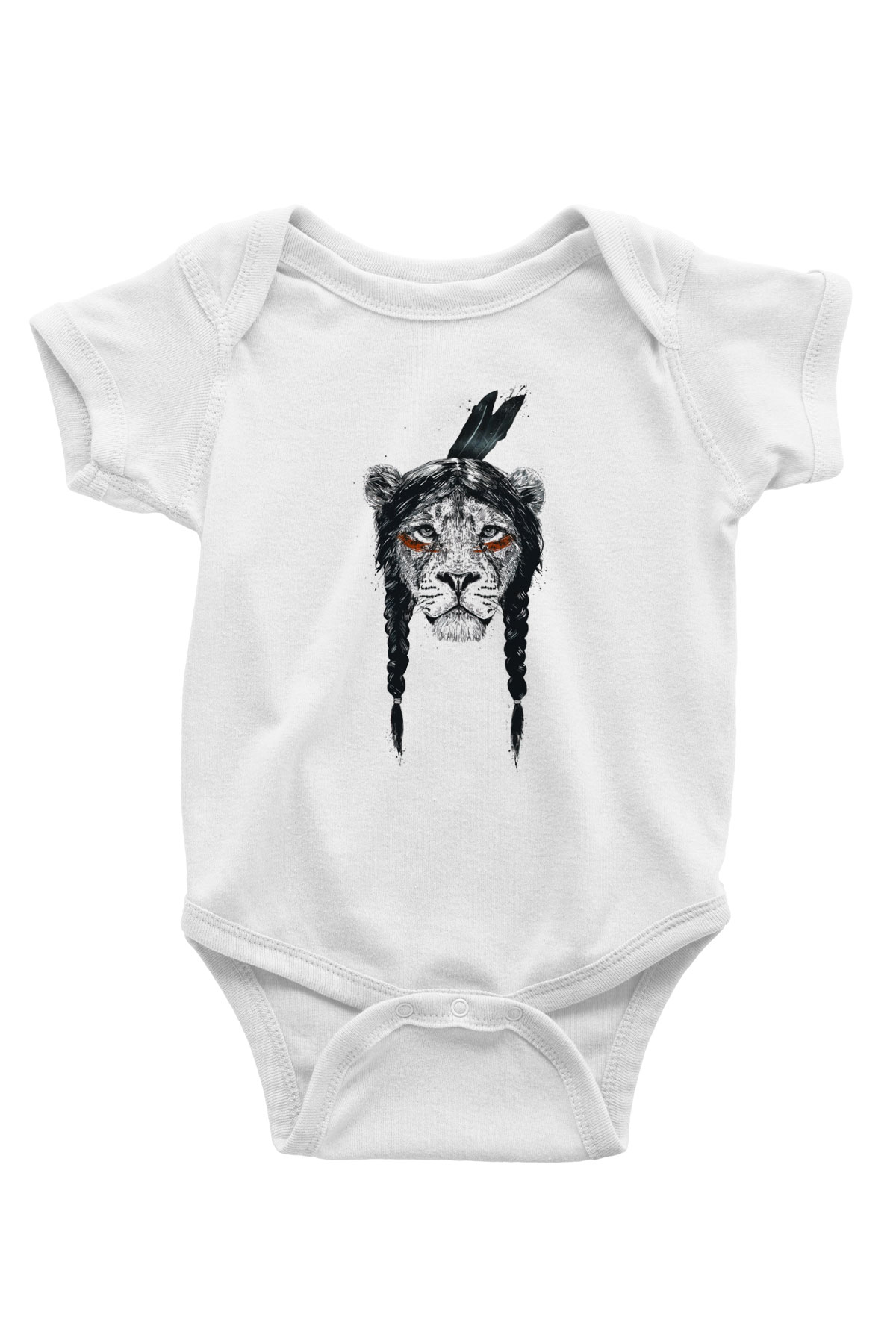 Aslan Baskılı Beyaz Unisex Bebek Body - Zıbın