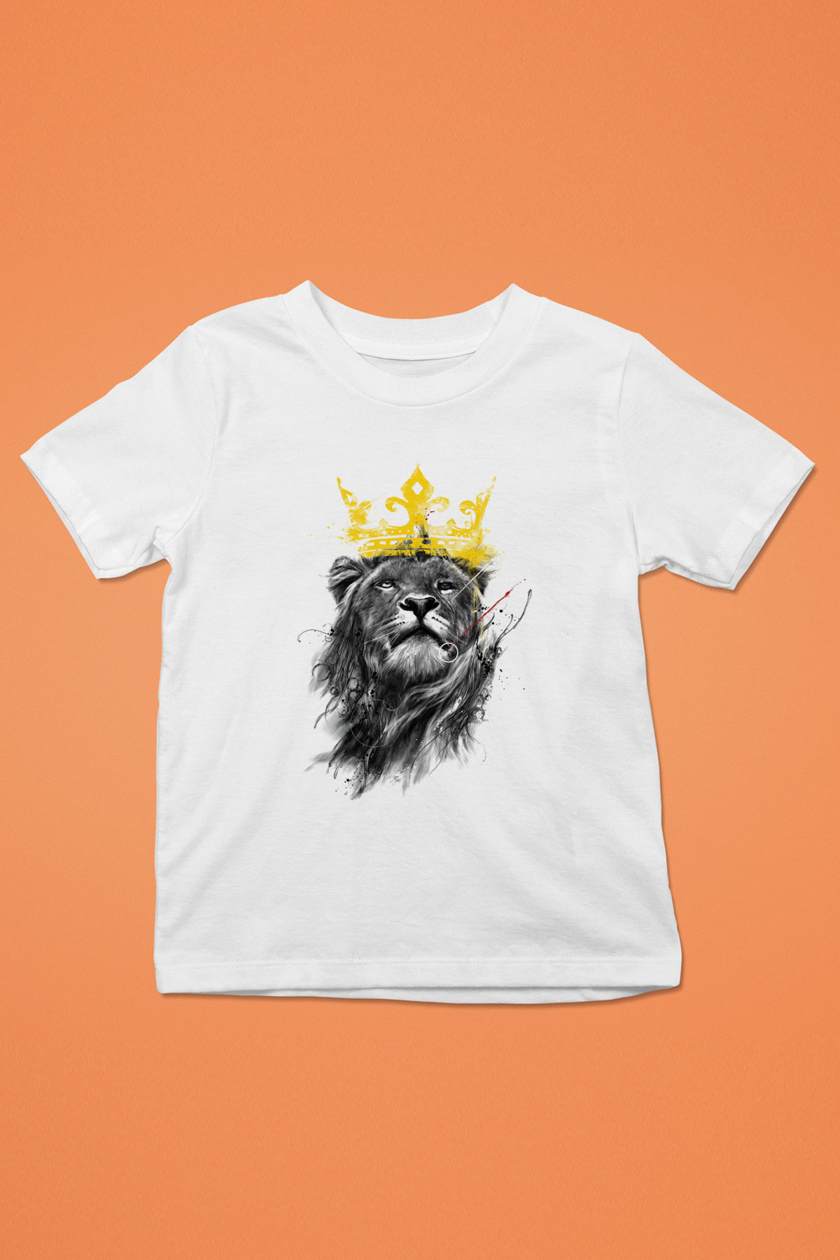 Aslan Baskılı Beyaz Unisex Çocuk Tişört
