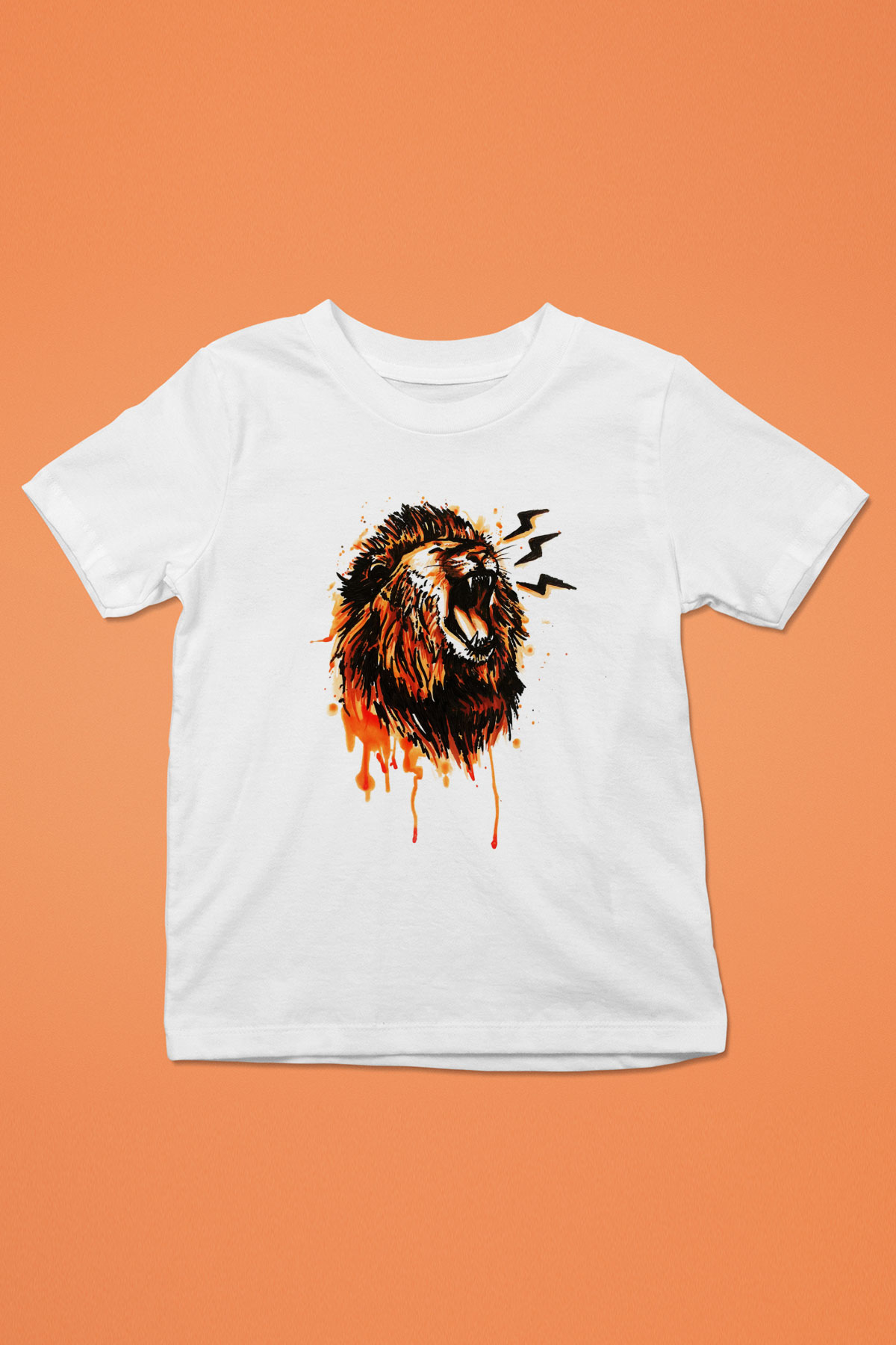 Aslan Baskılı Beyaz Unisex Çocuk Tişört