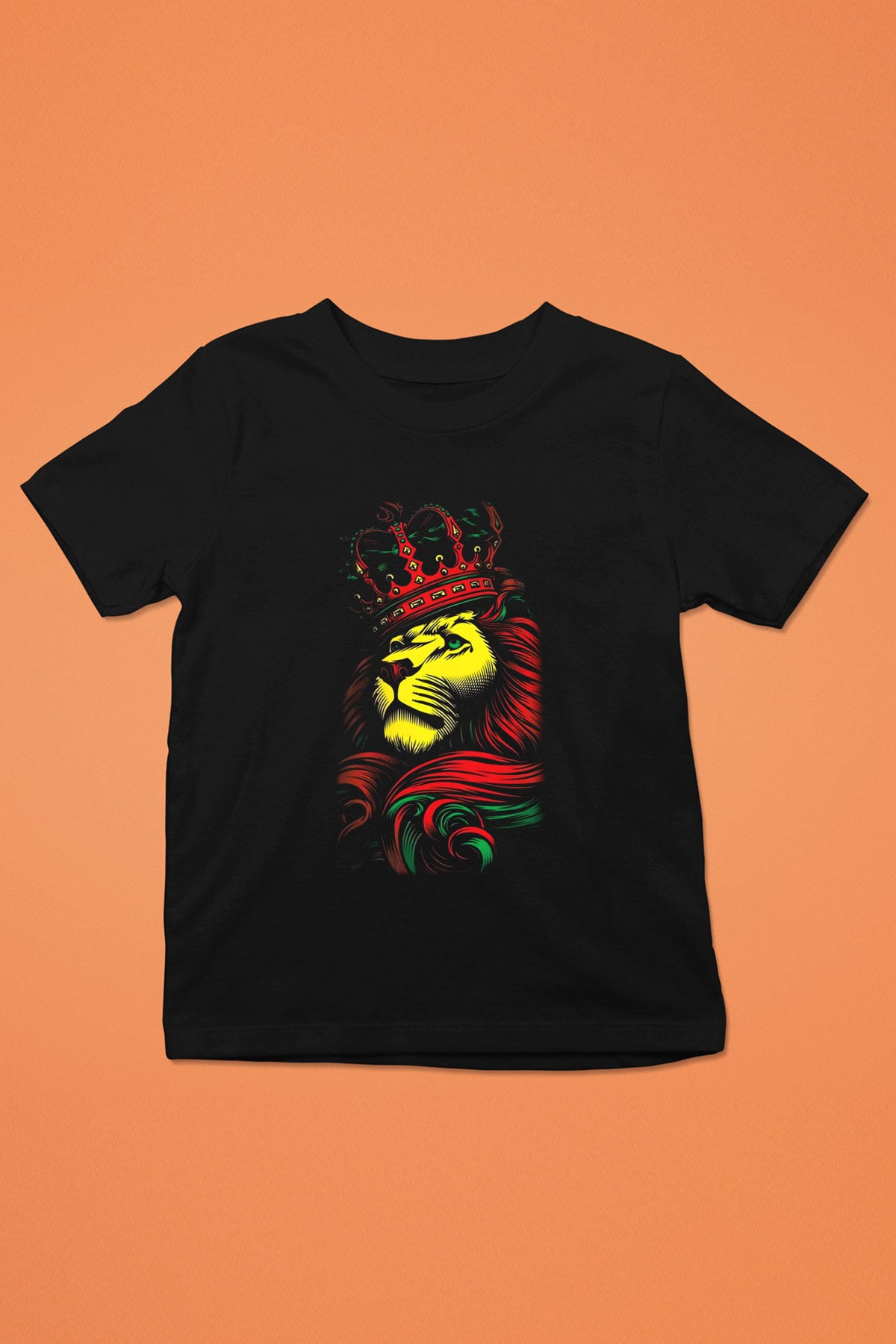 Aslan Baskılı Siyah Unisex Çocuk Tişört