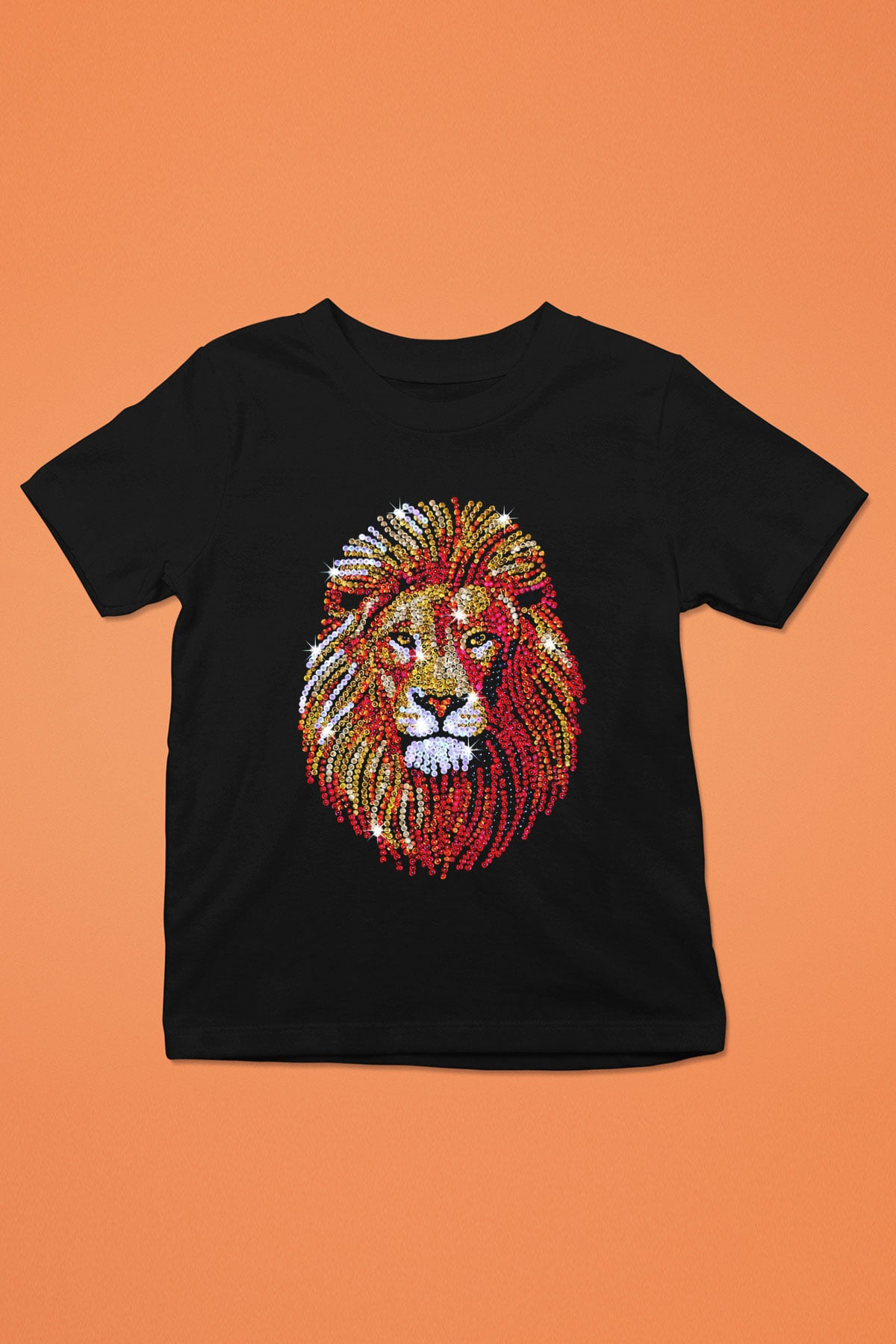 Aslan Baskılı Siyah Unisex Çocuk Tişört