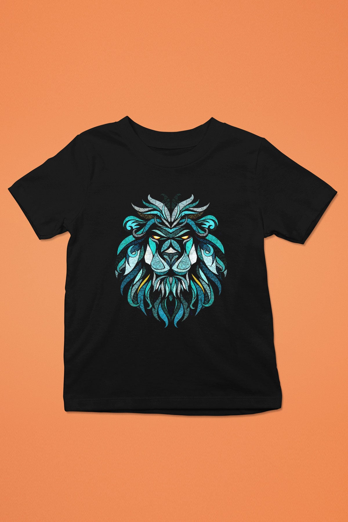 Aslan Baskılı Siyah Unisex Çocuk Tişört
