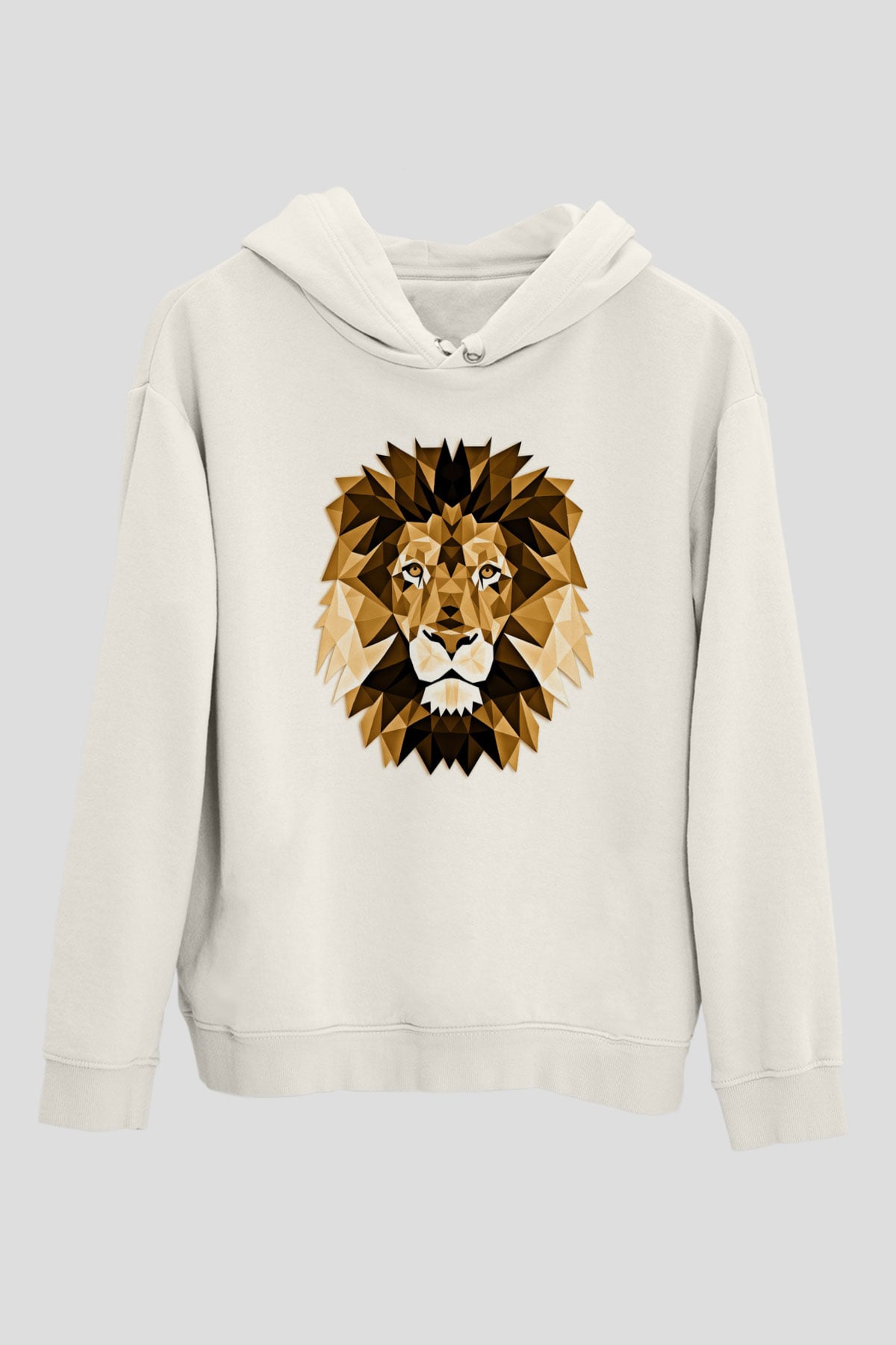 Aslan Beyaz Unisex Kapşonlu Sweatshirt