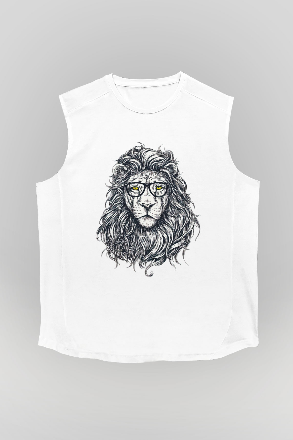 Aslan Beyaz Unisex Kolsuz Tişört