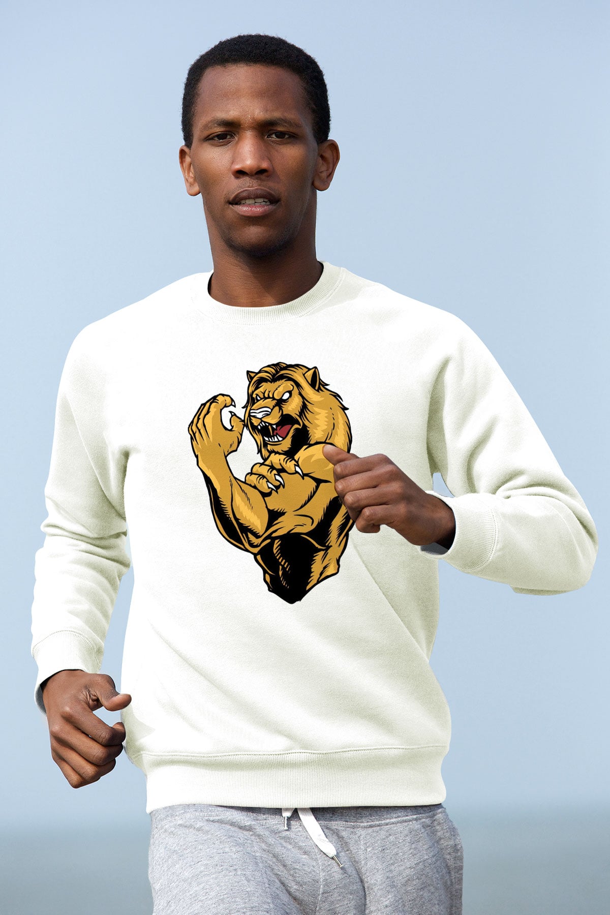 Aslan Beyaz Unisex Sweatshirt