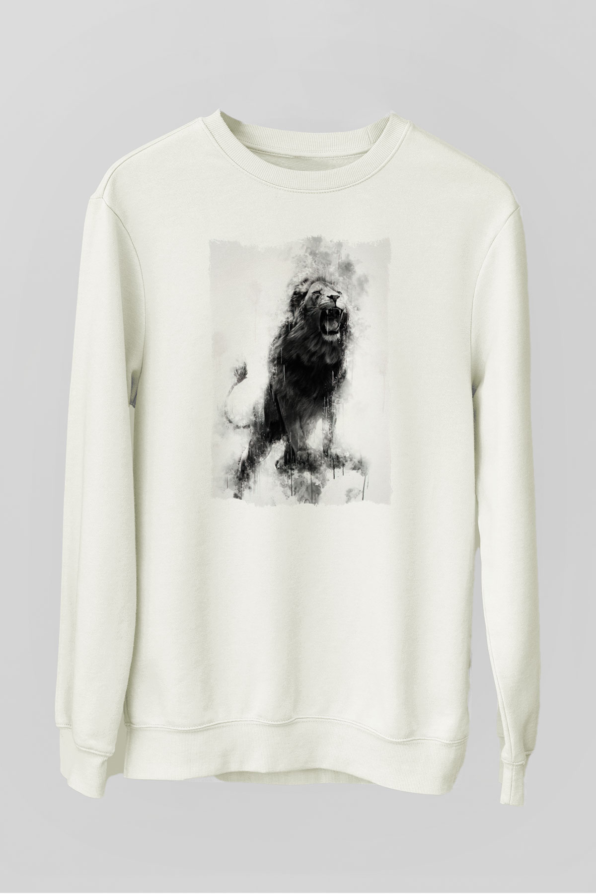 Aslan Beyaz Unisex Sweatshirt