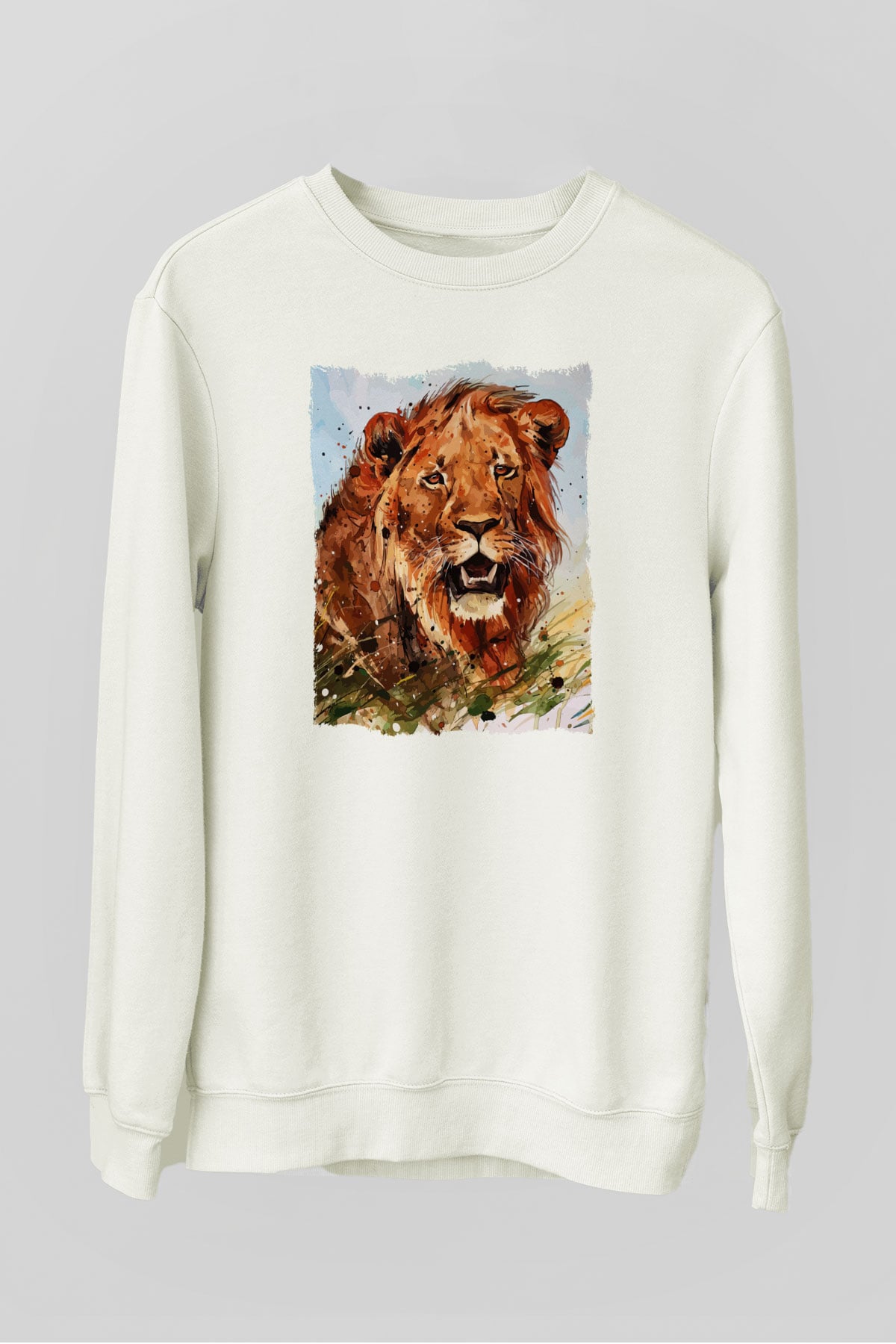 Aslan Beyaz Unisex Sweatshirt