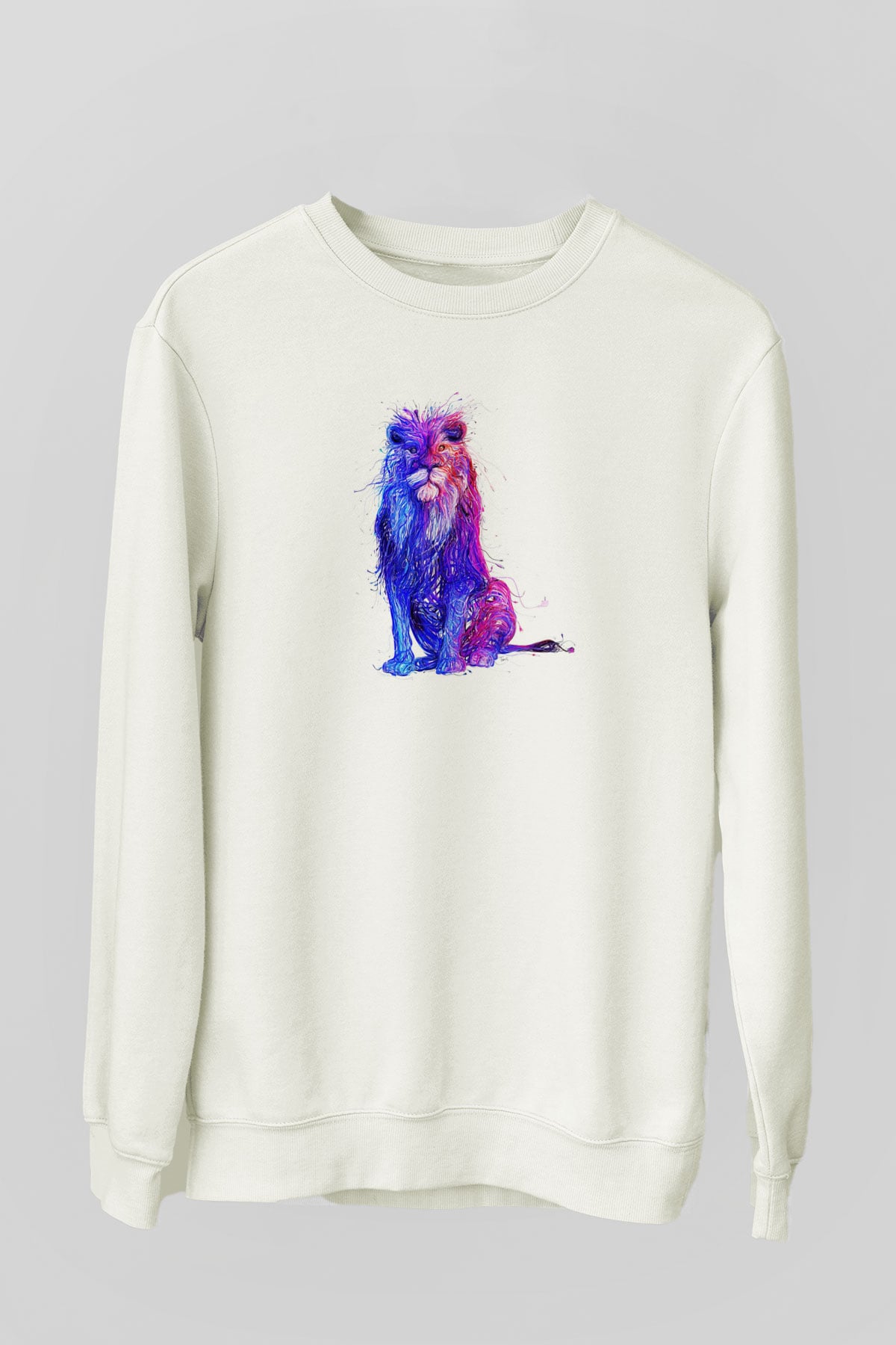 Aslan Beyaz Unisex Sweatshirt