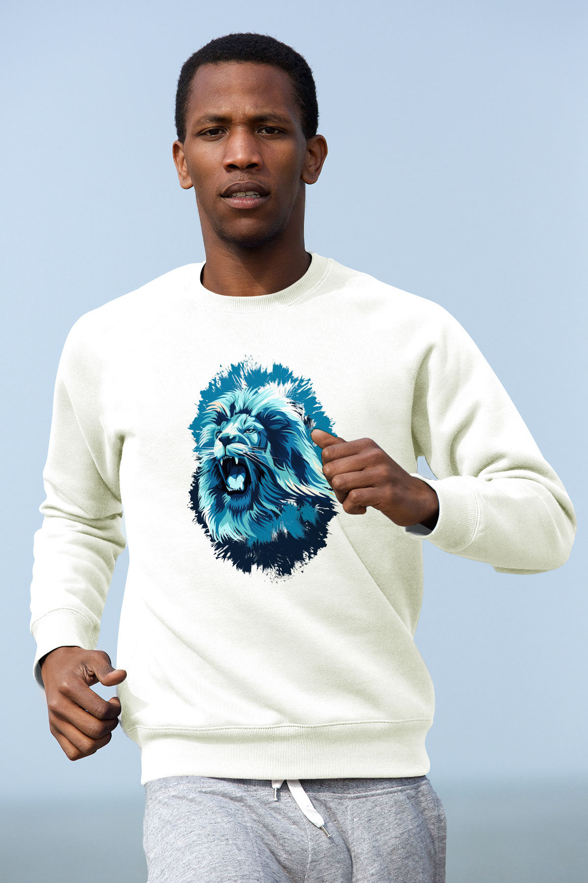 Aslan Beyaz Unisex Sweatshirt