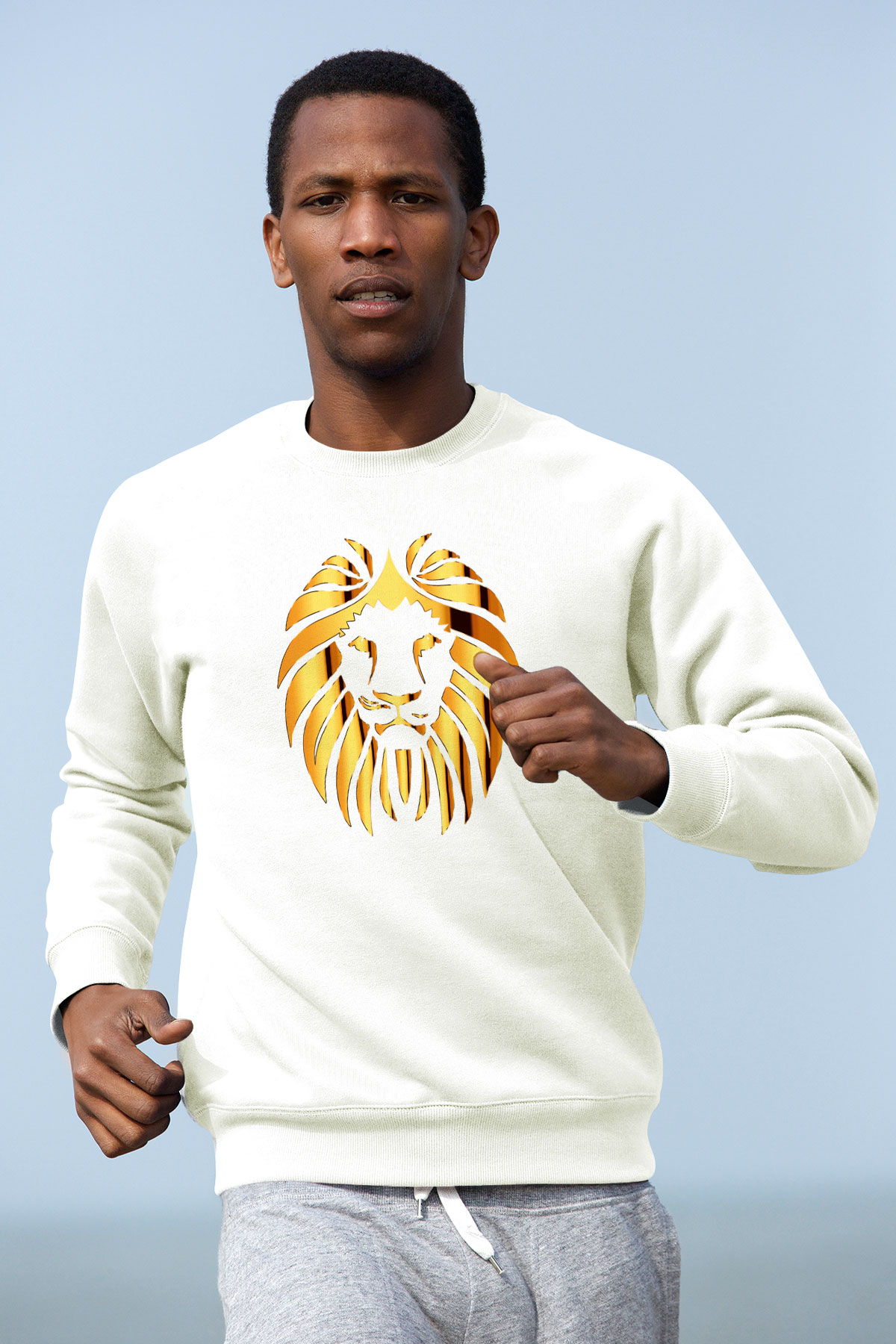 Aslan Beyaz Unisex Sweatshirt