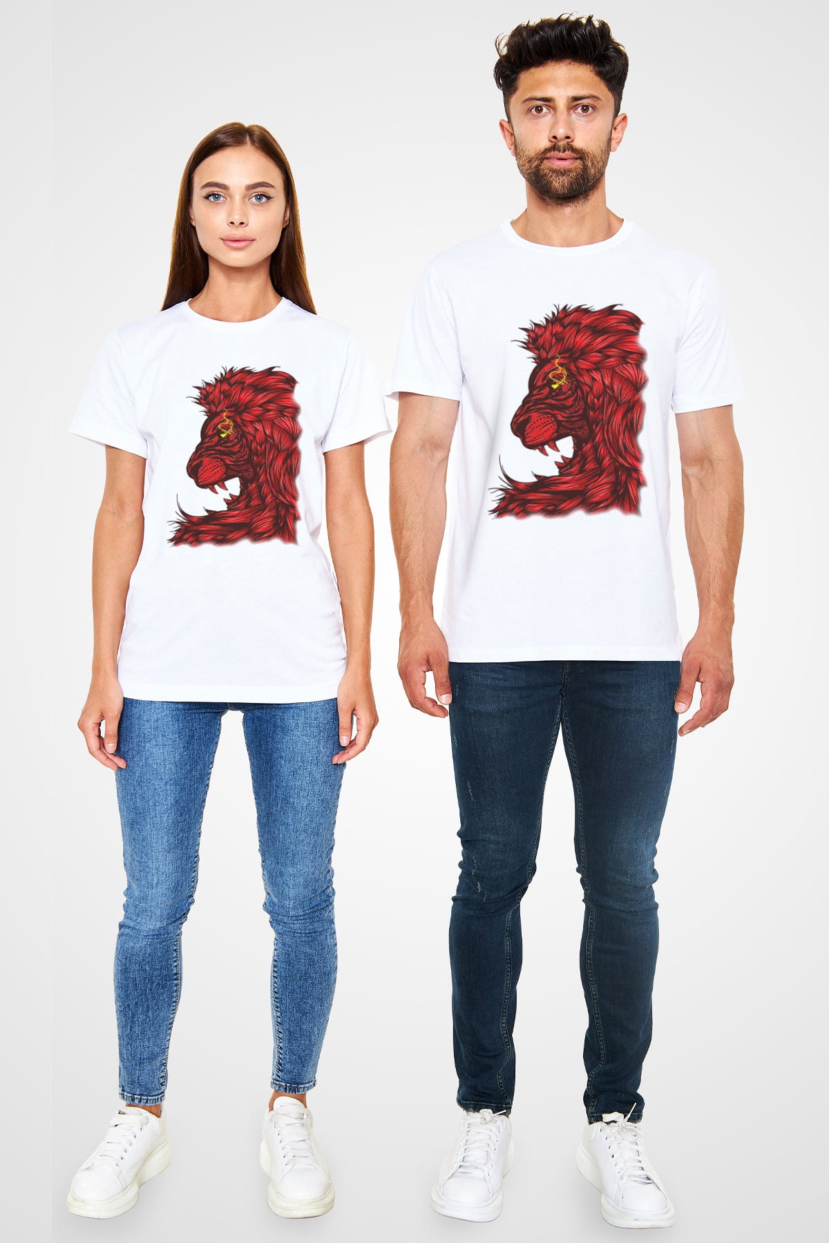 Aslan Beyaz Unisex Tişört T-Shirt - TişörtFabrikası