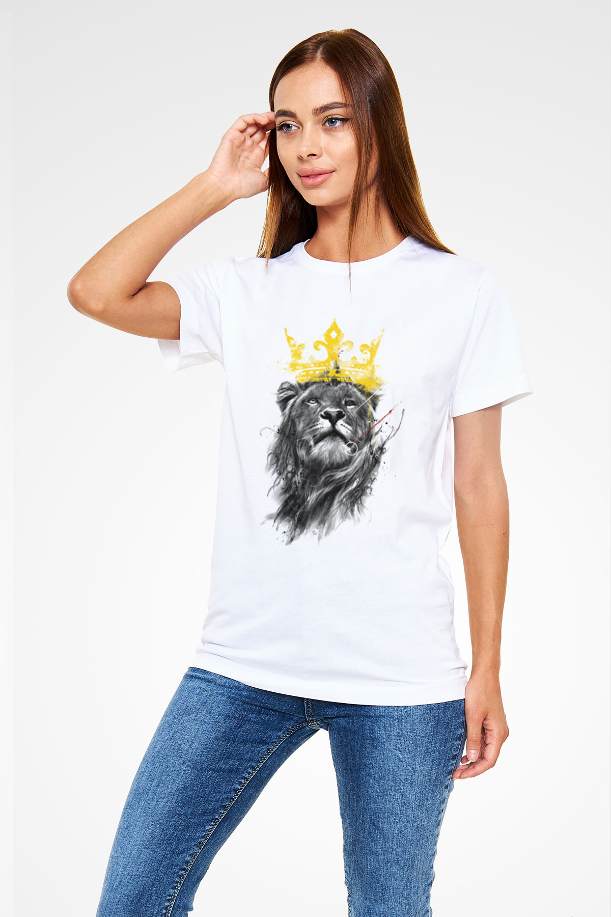 Aslan Beyaz Unisex Tişört T-Shirt - TişörtFabrikası