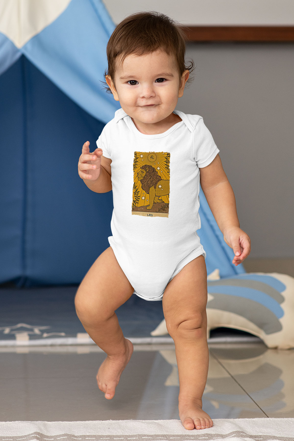 Aslan Burcu Baskılı Beyaz Unisex Bebek Body - Zıbın