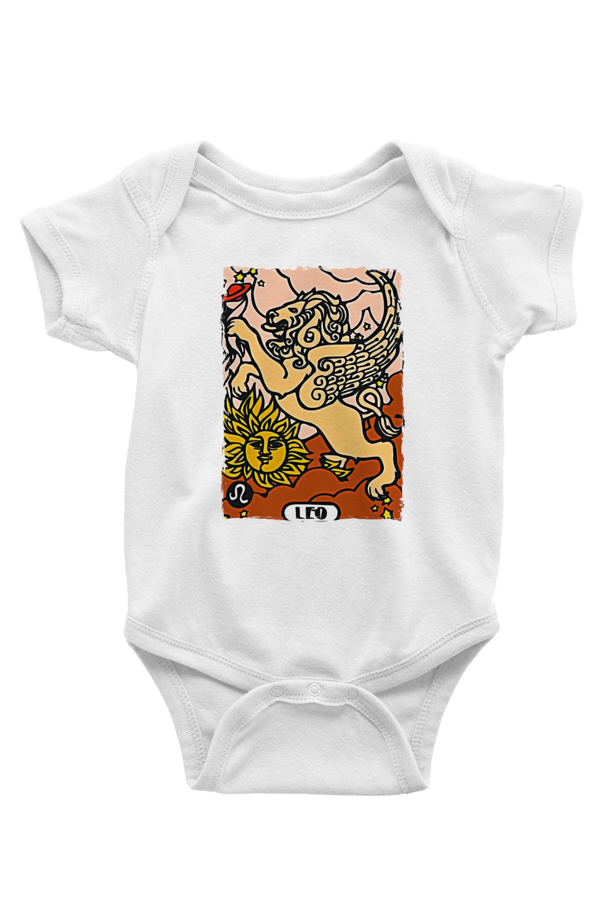 Aslan Burcu Baskılı Beyaz Unisex Bebek Body - Zıbın