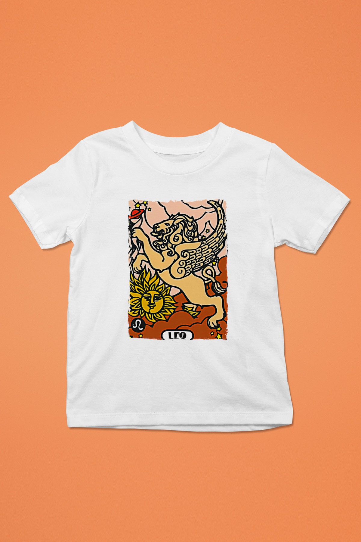 Aslan Burcu Baskılı Beyaz Unisex Beyaz Çocuk Tişört - Tshirt