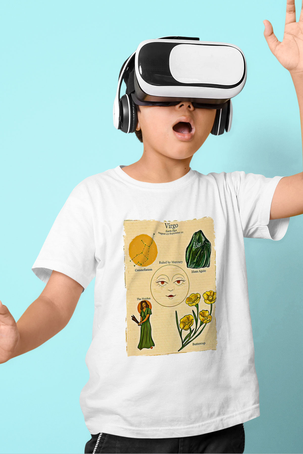 Aslan Burcu Baskılı Beyaz Unisex Beyaz Çocuk Tişört - Tshirt