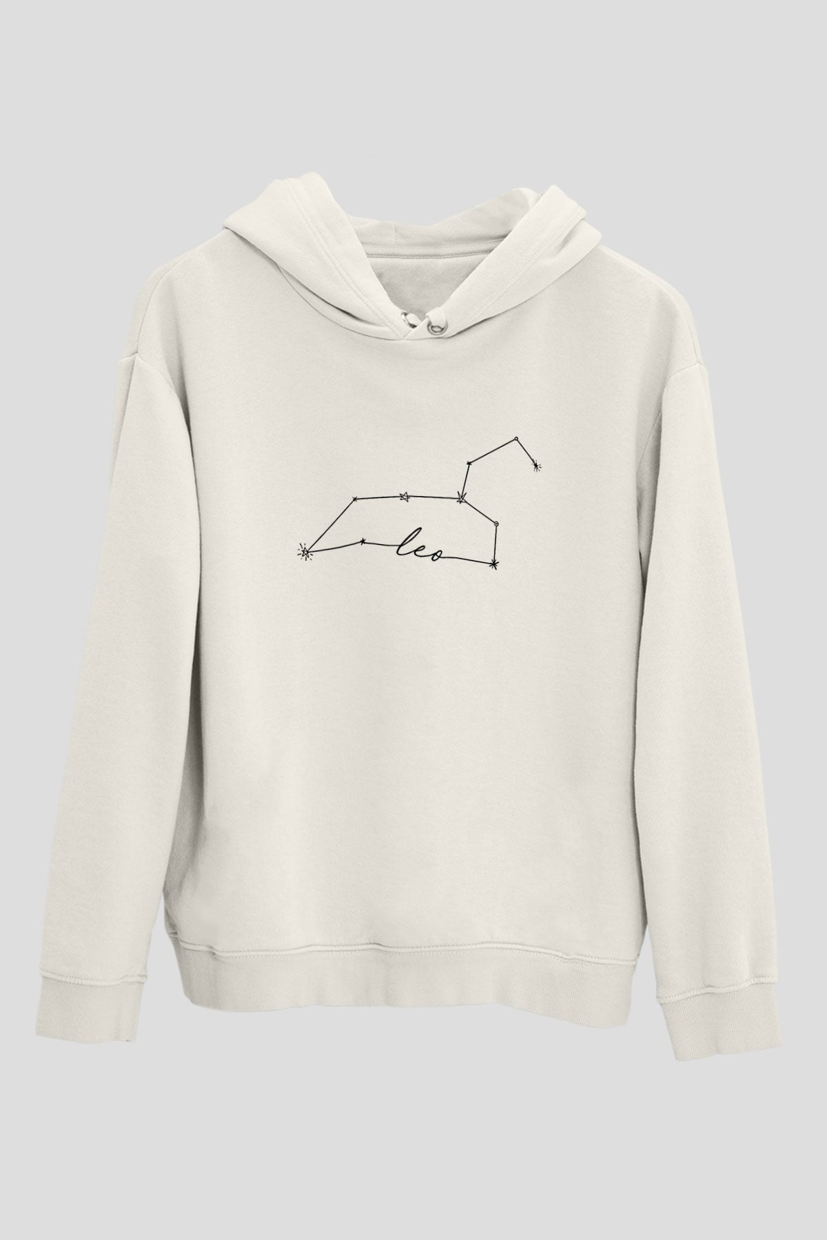 Aslan Burcu Baskılı Beyaz Unisex Hoodie