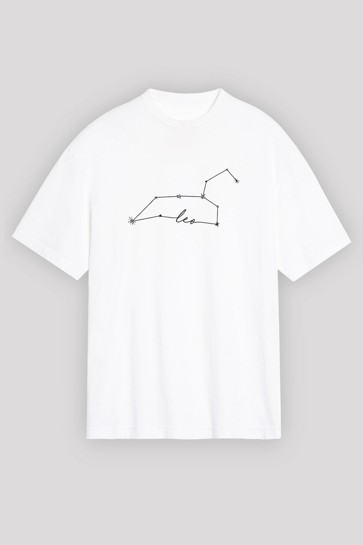 Aslan Burcu Baskılı Beyaz Unisex Oversize Tişört - Tshirt
