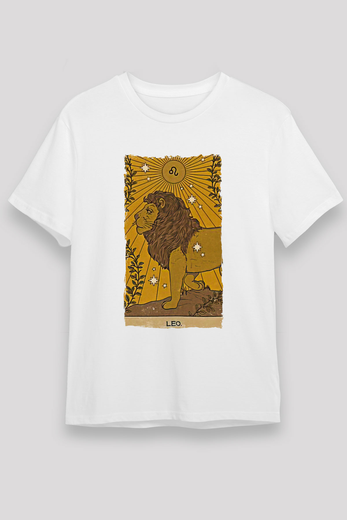 Aslan Burcu Unisex Baskılı Beyaz Tişört - Tshirt