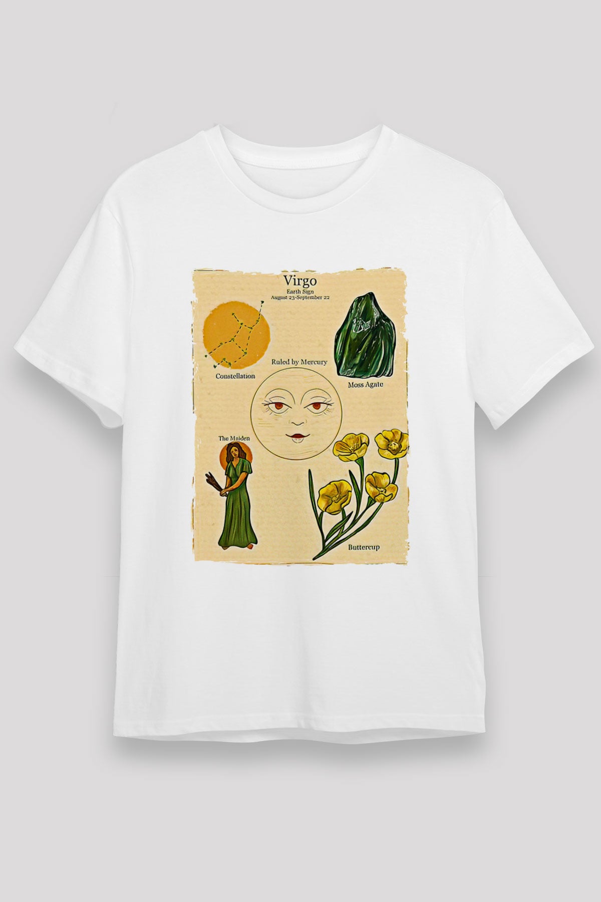 Aslan Burcu Unisex Baskılı Beyaz Tişört - Tshirt