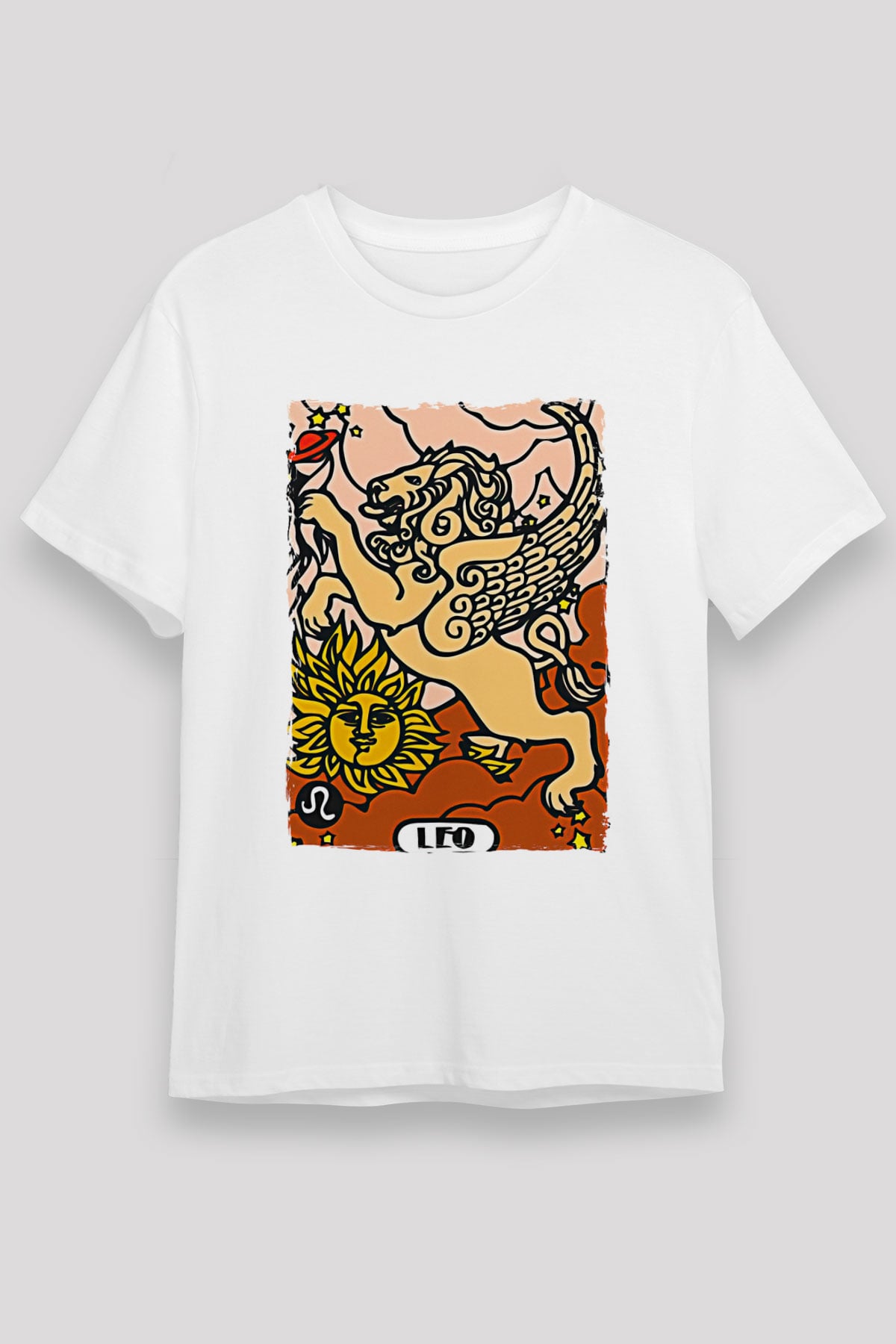 Aslan Burcu Unisex Baskılı Beyaz Tişört - Tshirt