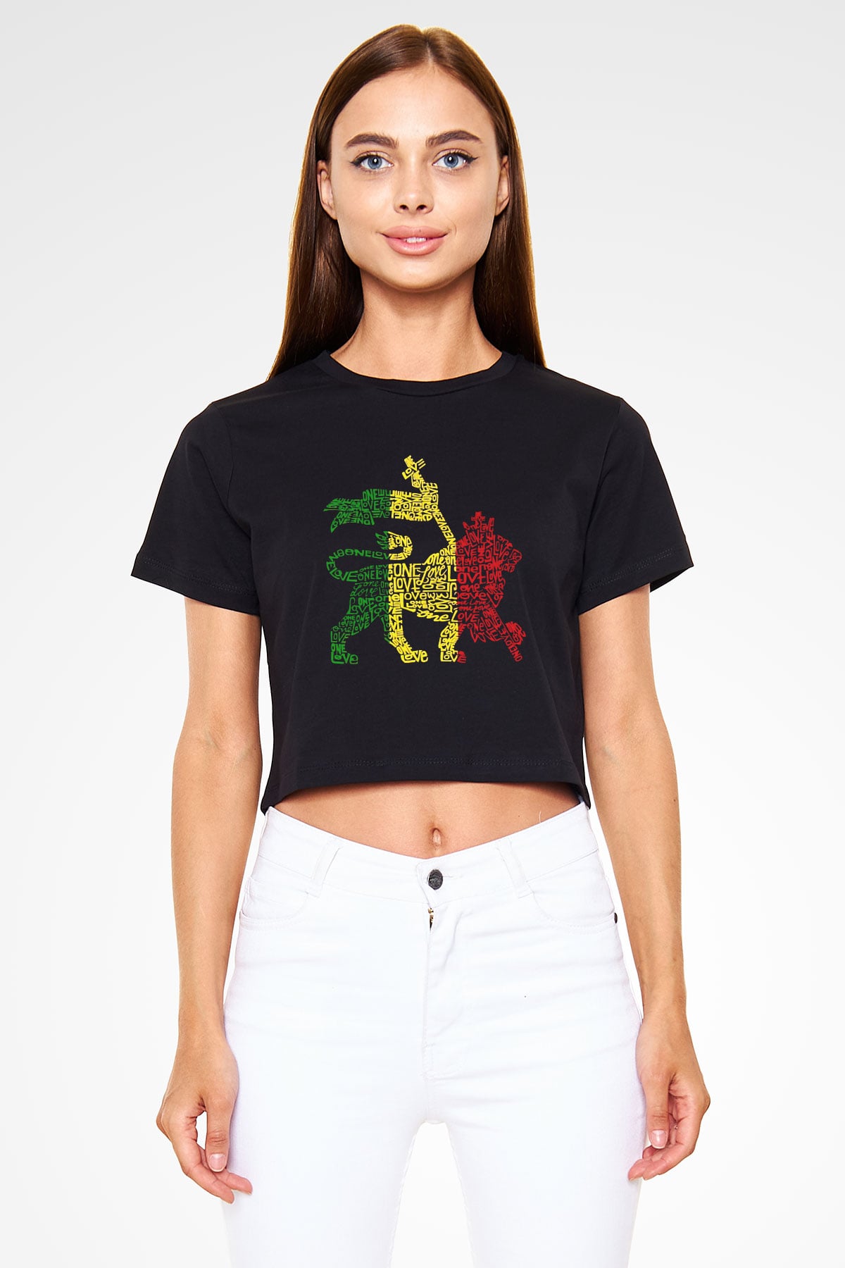 Aslan Siyah Crop Top Tişört