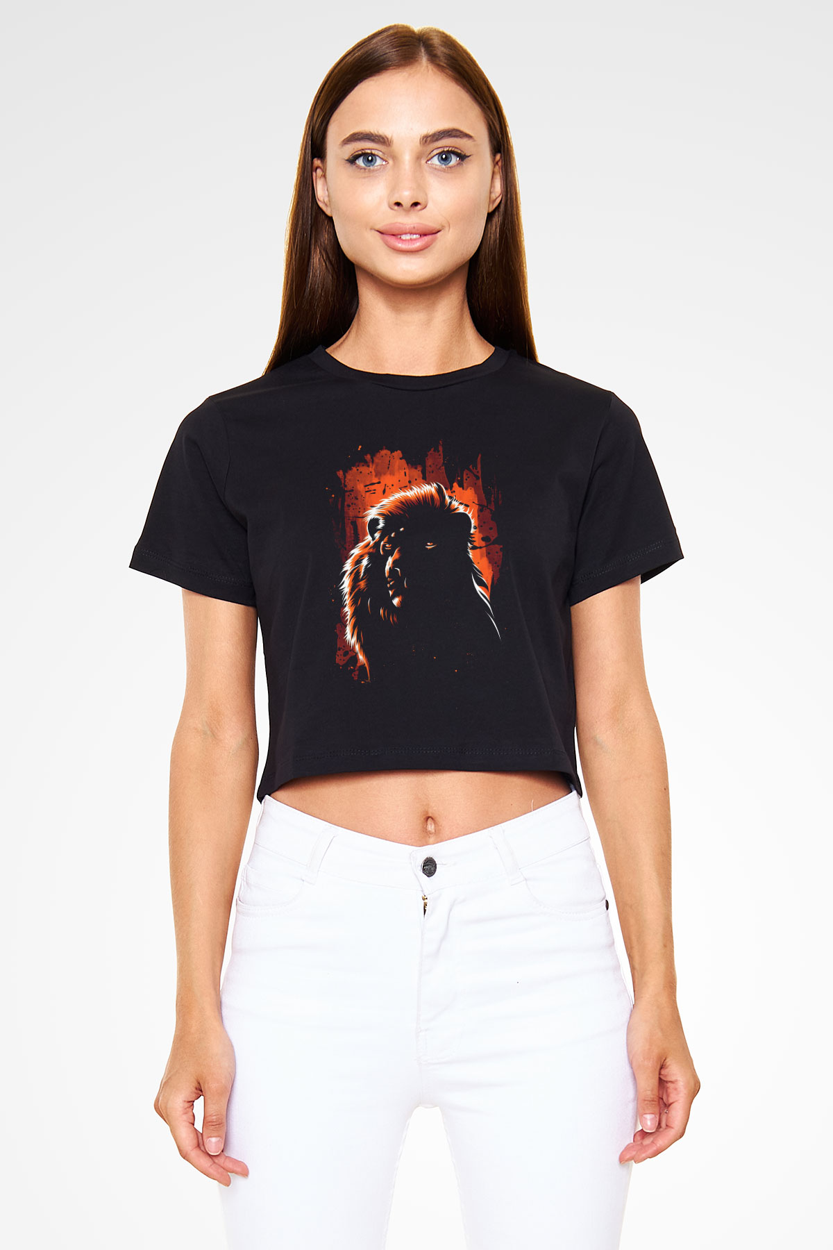 Aslan Siyah  Crop Top Tişört