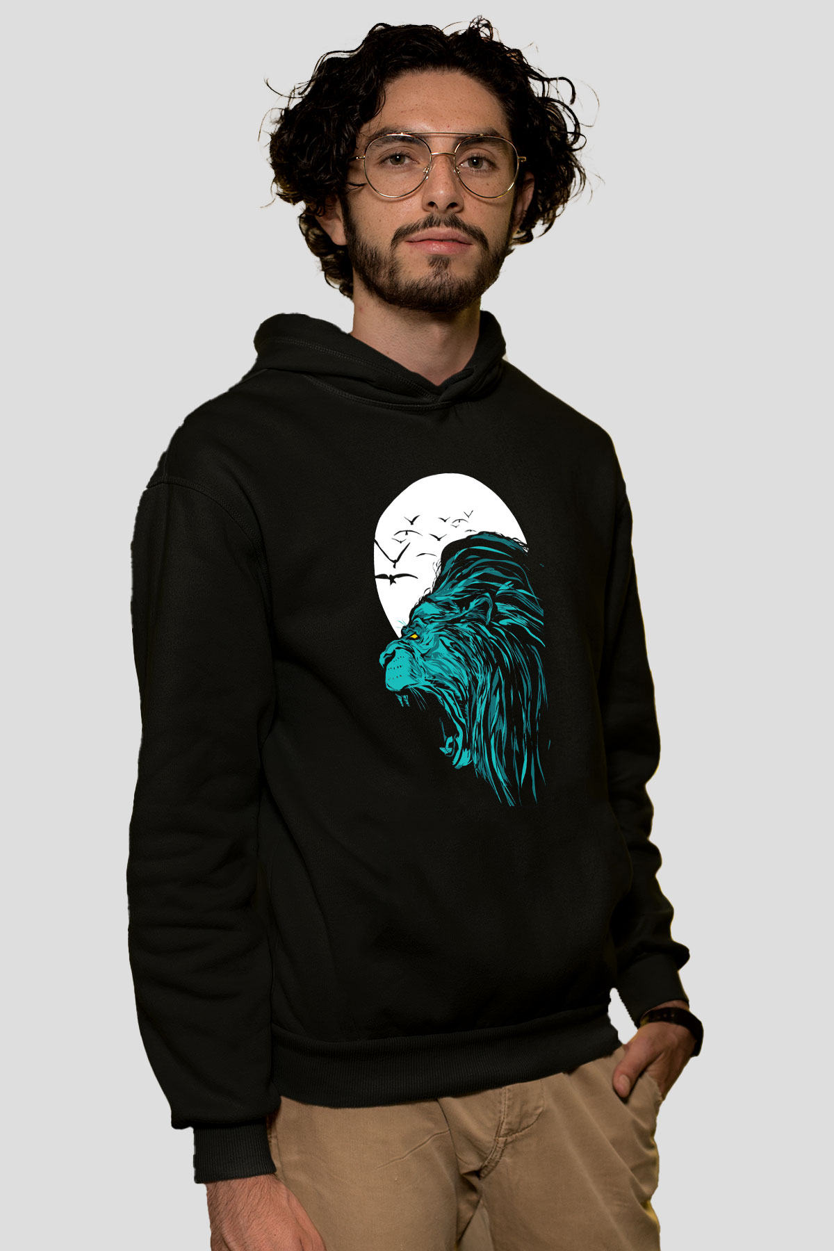 Aslan Siyah Unisex Hoodie