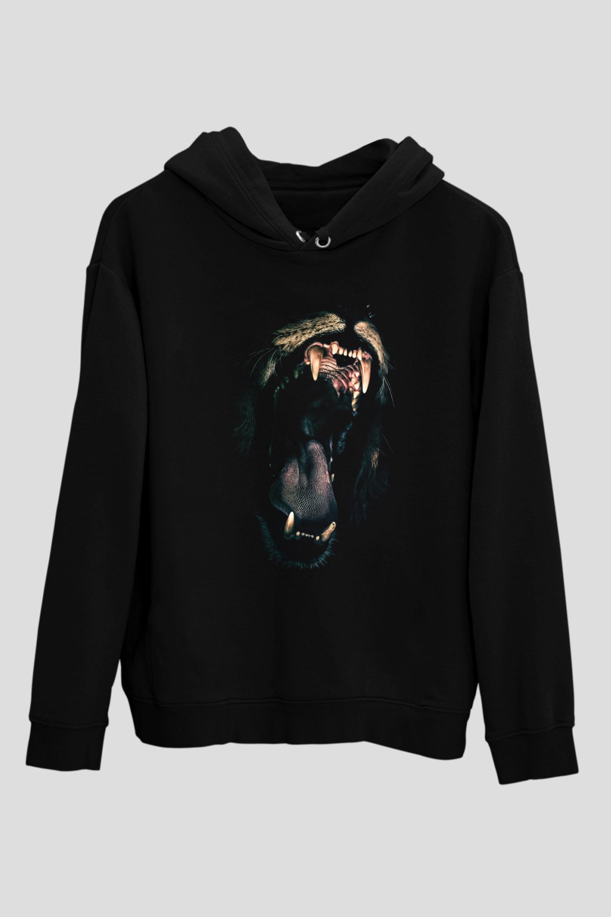 Aslan Siyah Unisex Kapüşonlu Sweatshirt