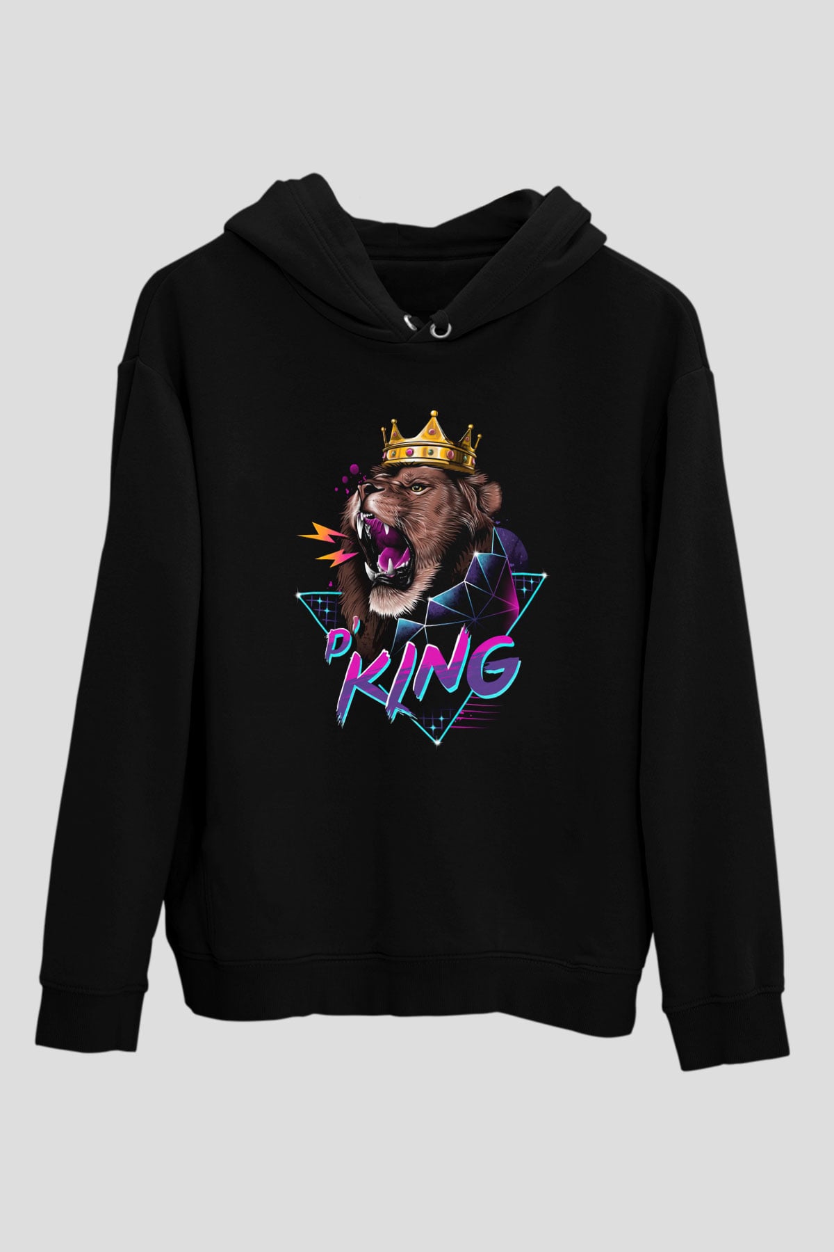 Aslan Siyah Unisex Kapüşonlu Sweatshirt