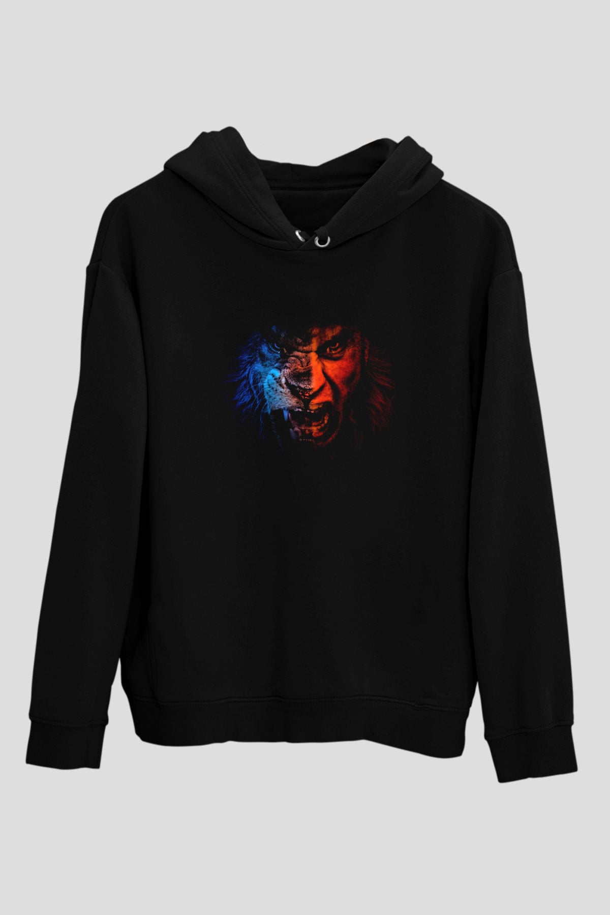 Aslan Siyah Unisex Kapüşonlu Sweatshirt