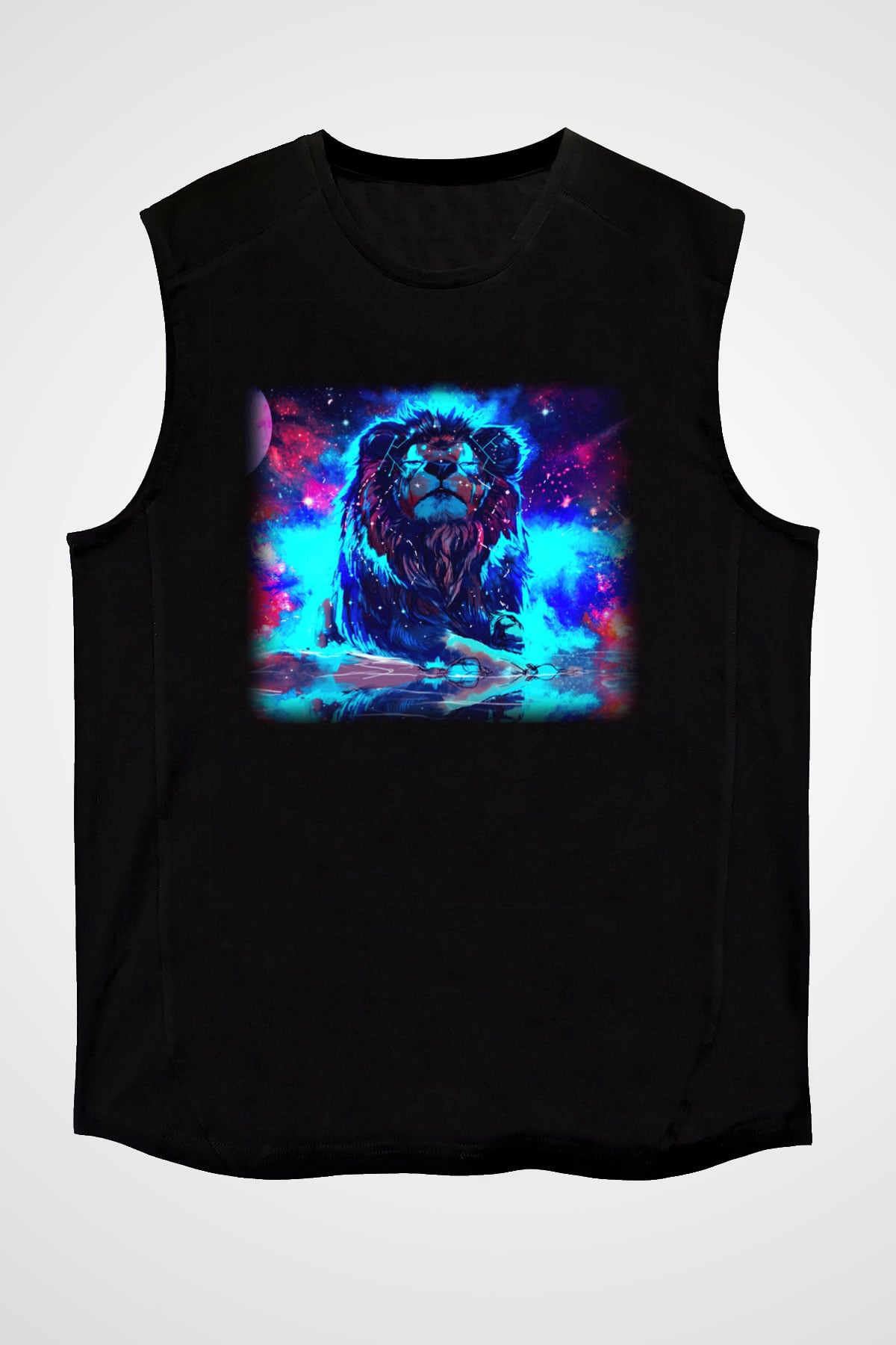 Aslan Siyah Unisex Kolsuz Tişört