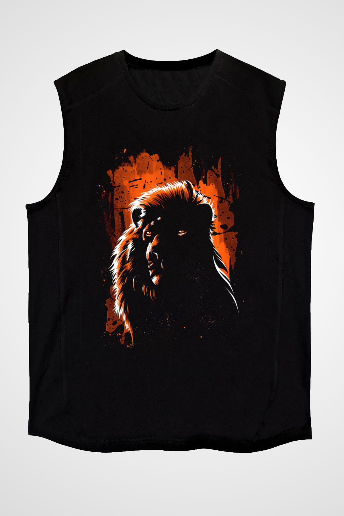 Aslan Siyah Unisex Kolsuz Tişört