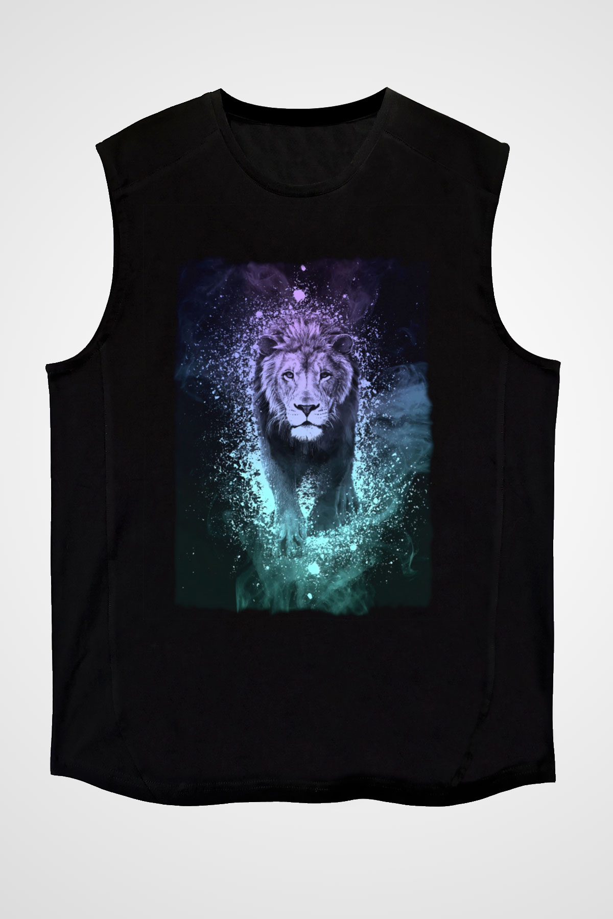 Aslan Siyah Unisex Kolsuz Tişört