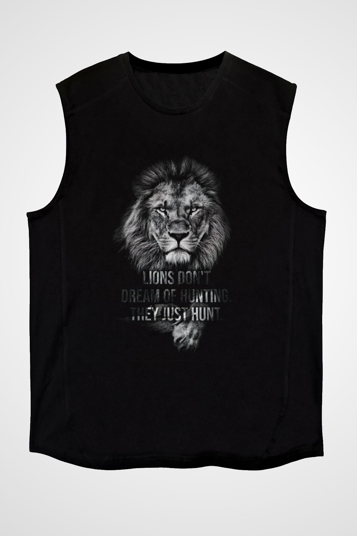 Aslan Siyah Unisex Kolsuz Tişört