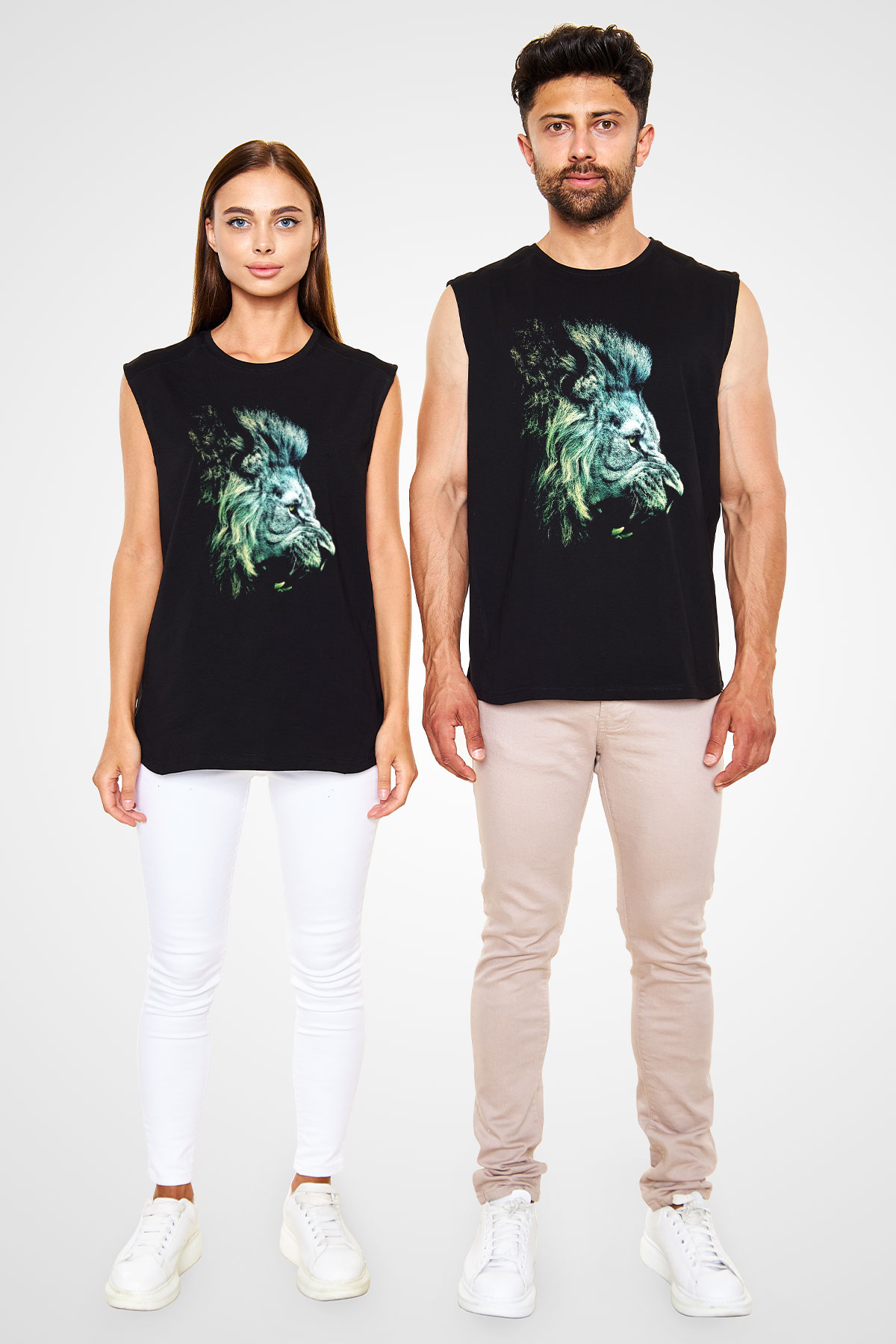 Aslan Siyah Unisex Kolsuz Tişört