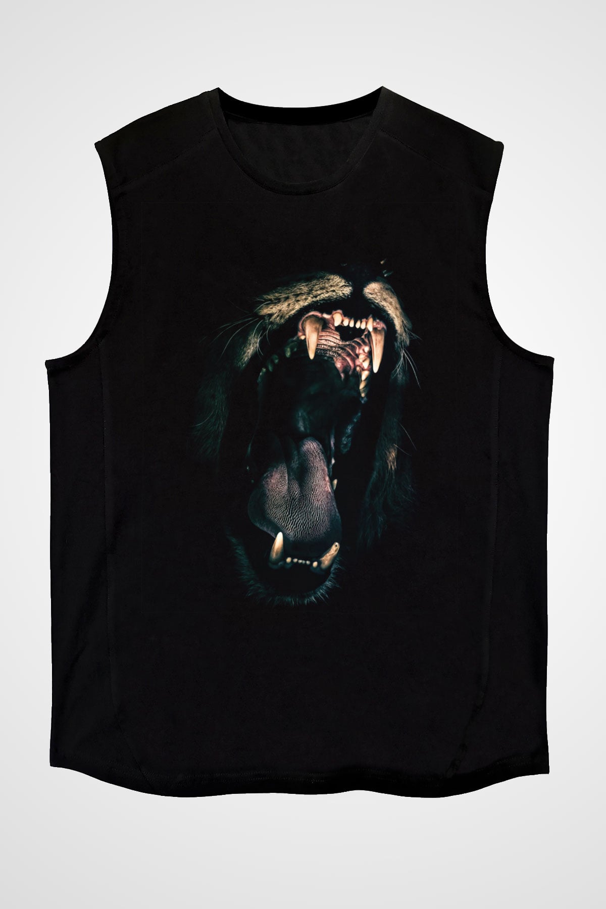 Aslan Siyah Unisex Kolsuz Tişört