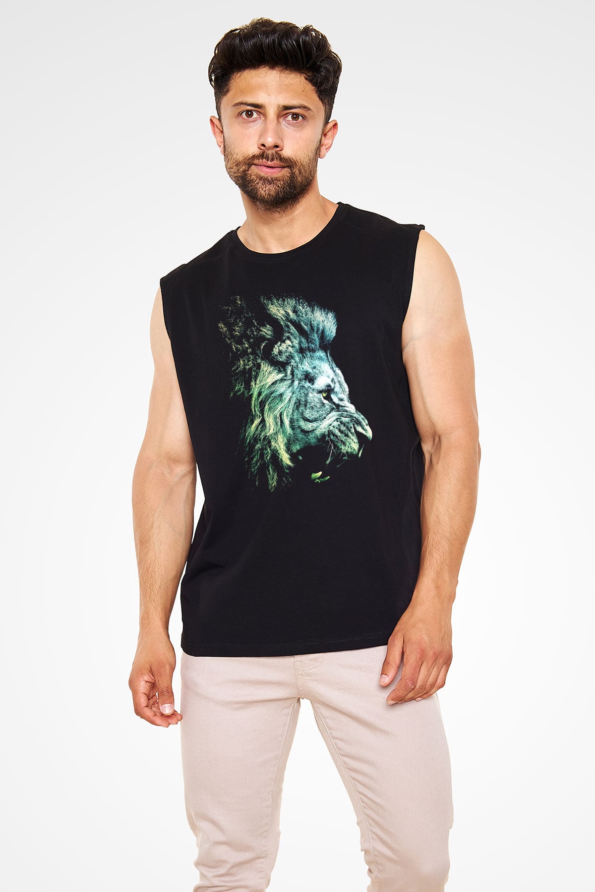 Aslan Siyah Unisex Kolsuz Tişört
