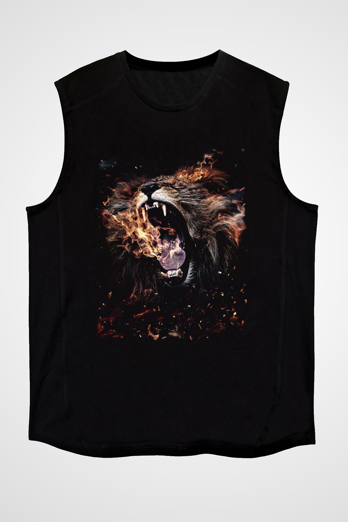 Aslan Siyah Unisex Kolsuz Tişört
