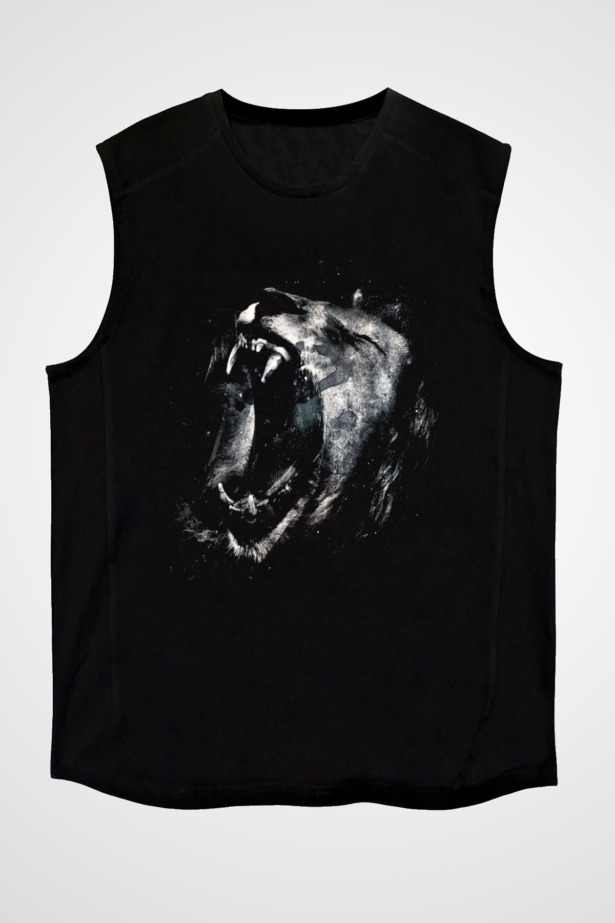 Aslan Siyah Unisex Kolsuz Tişört