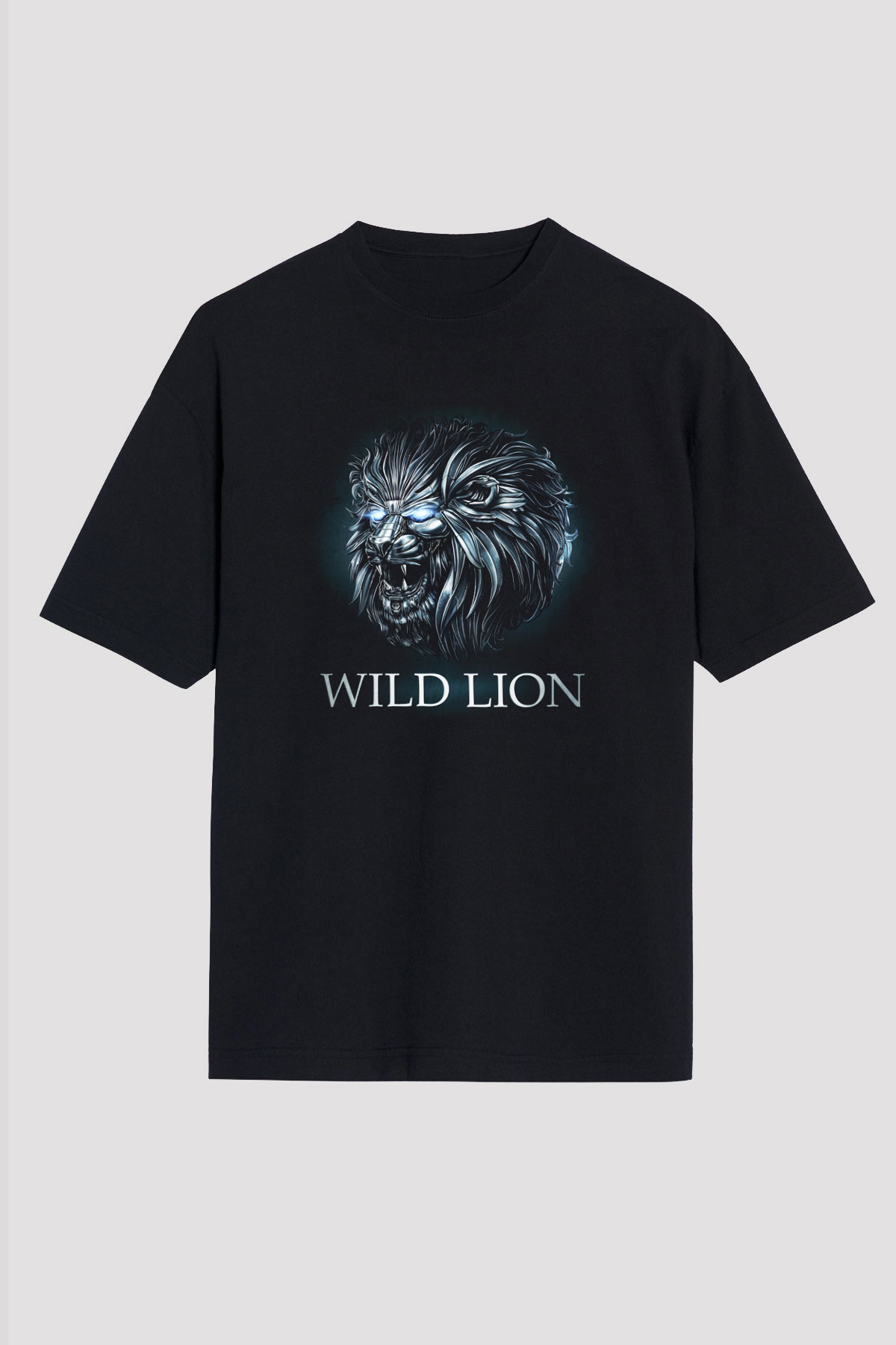 Aslan Siyah Unisex Oversize Tişört T-Shirt