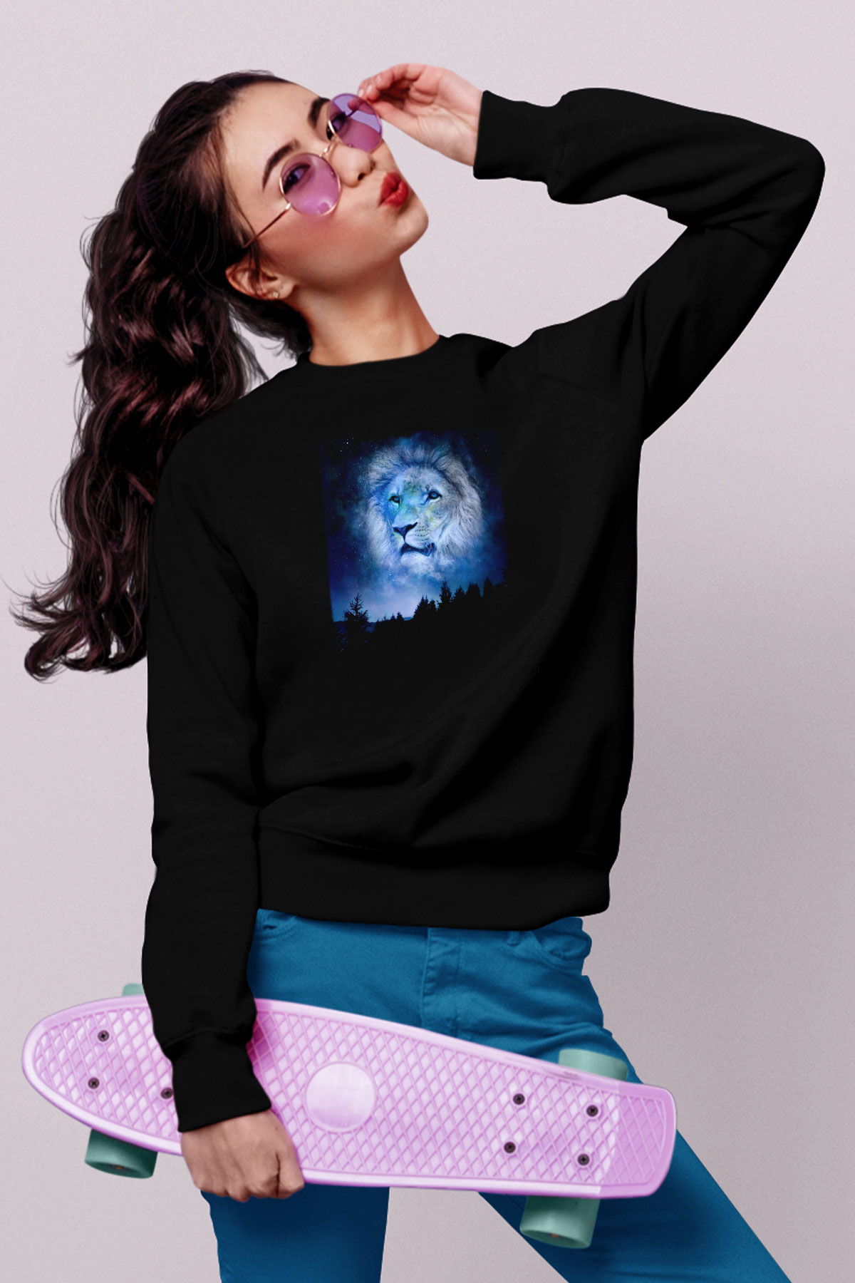 Aslan Siyah Unisex Sweatshirt