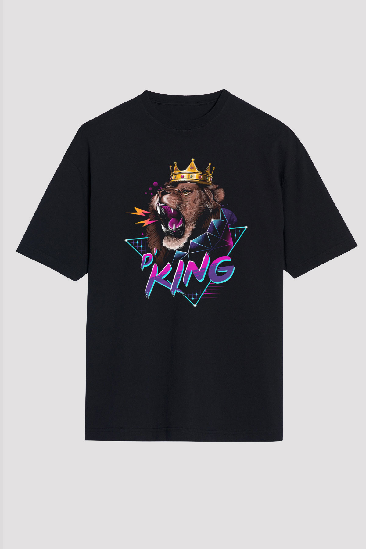 Aslan Siyah Unisex Tişört T-Shirt - TişörtFabrikası