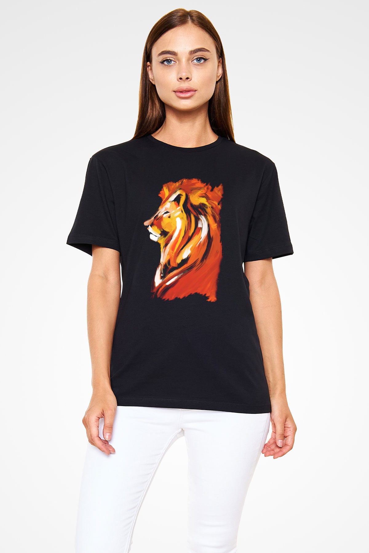 Aslan Siyah Unisex Tişört T-Shirt - TişörtFabrikası